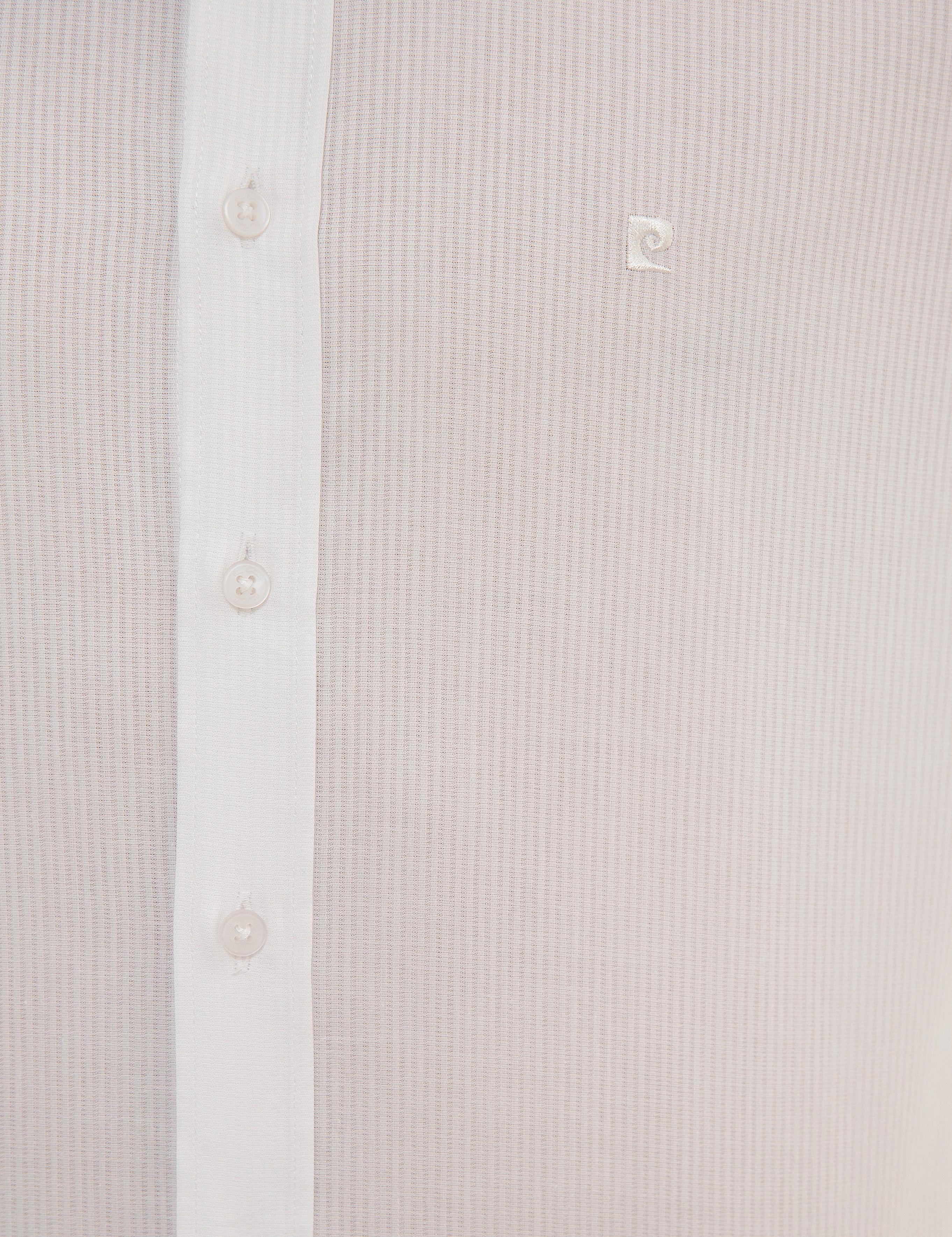 Beyaz Slim Fit Armürlü Gömlek