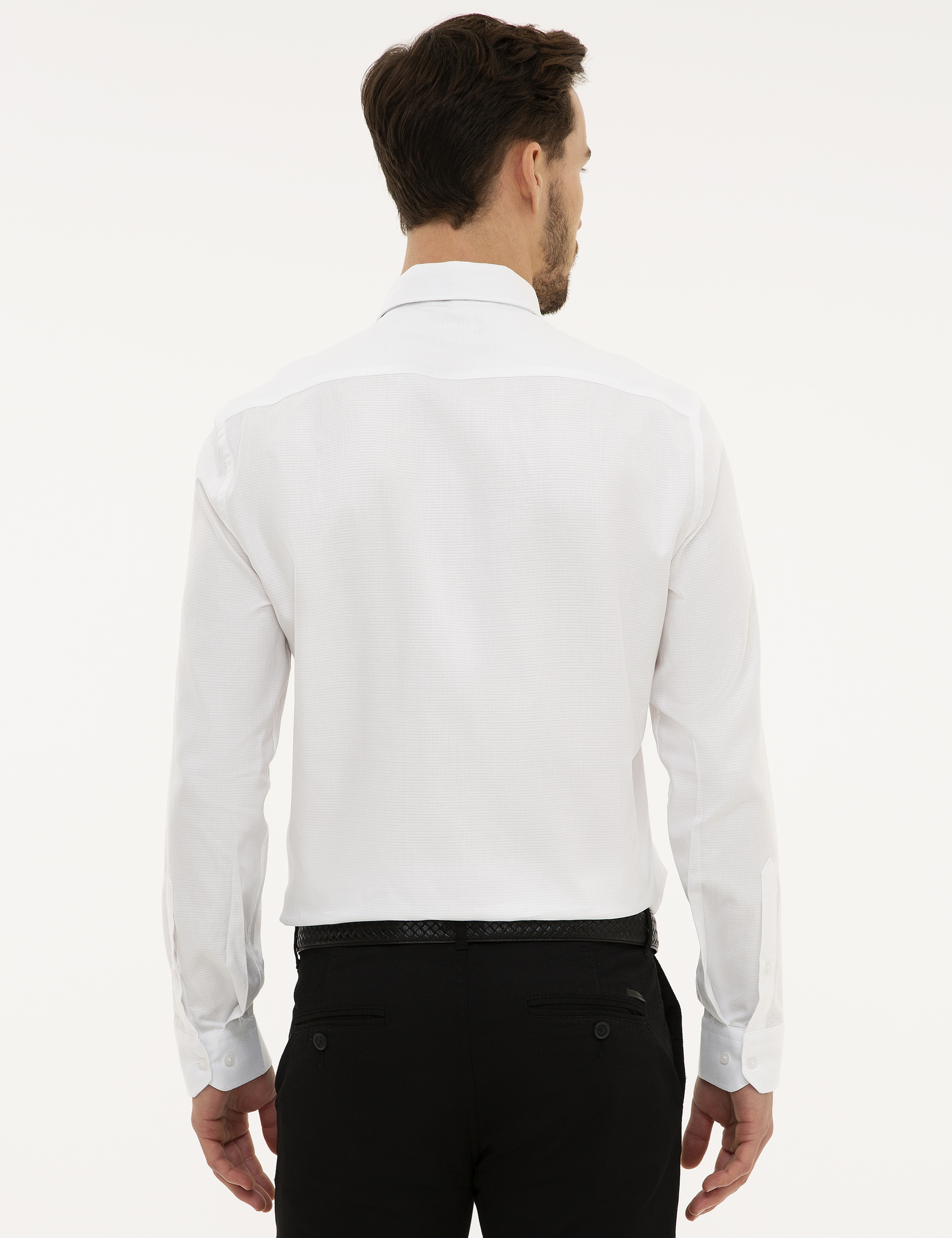 Beyaz Slim Fit Uzun Kollu Gömlek - Image 3