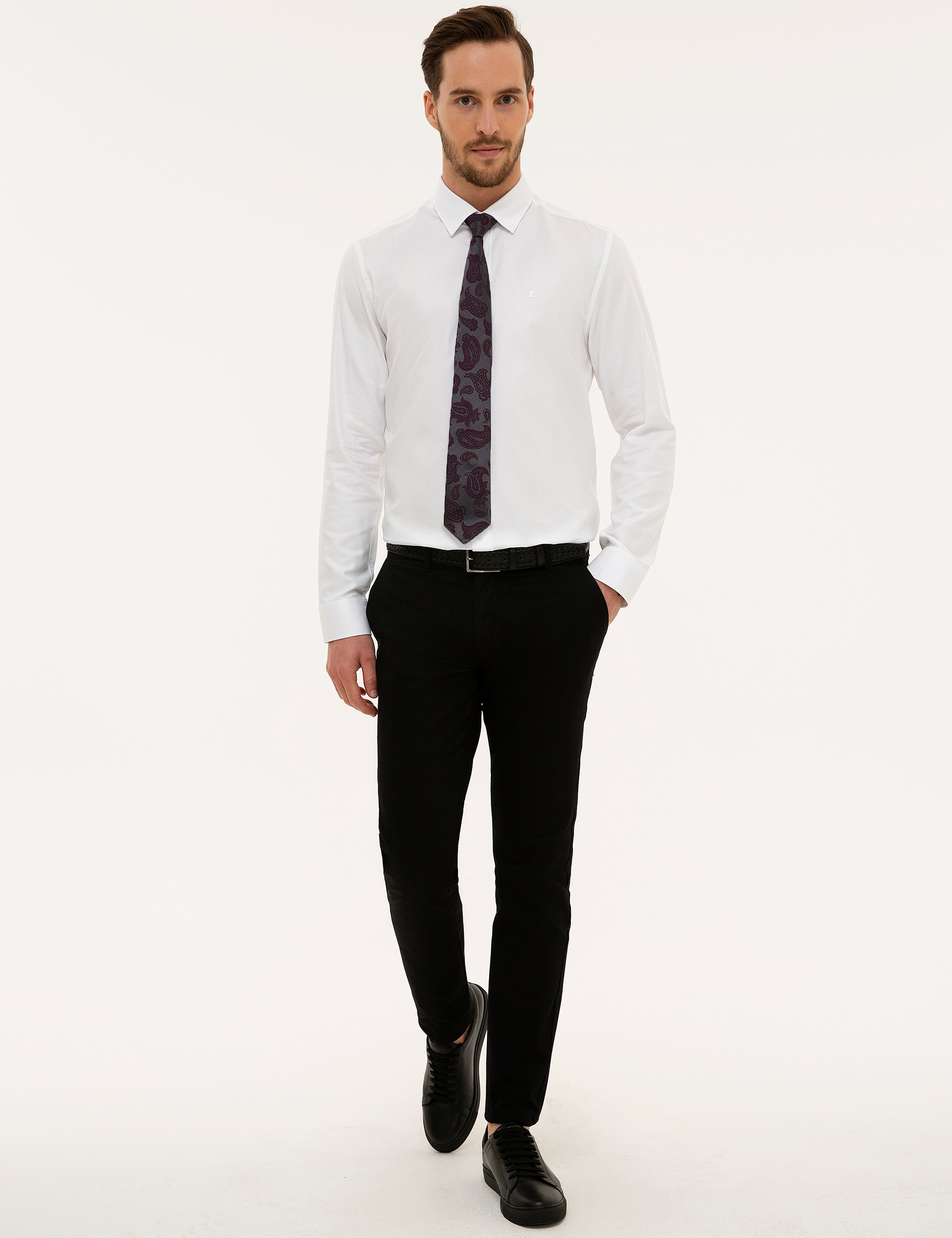 Beyaz Slim Fit Uzun Kollu Gömlek - Image 4