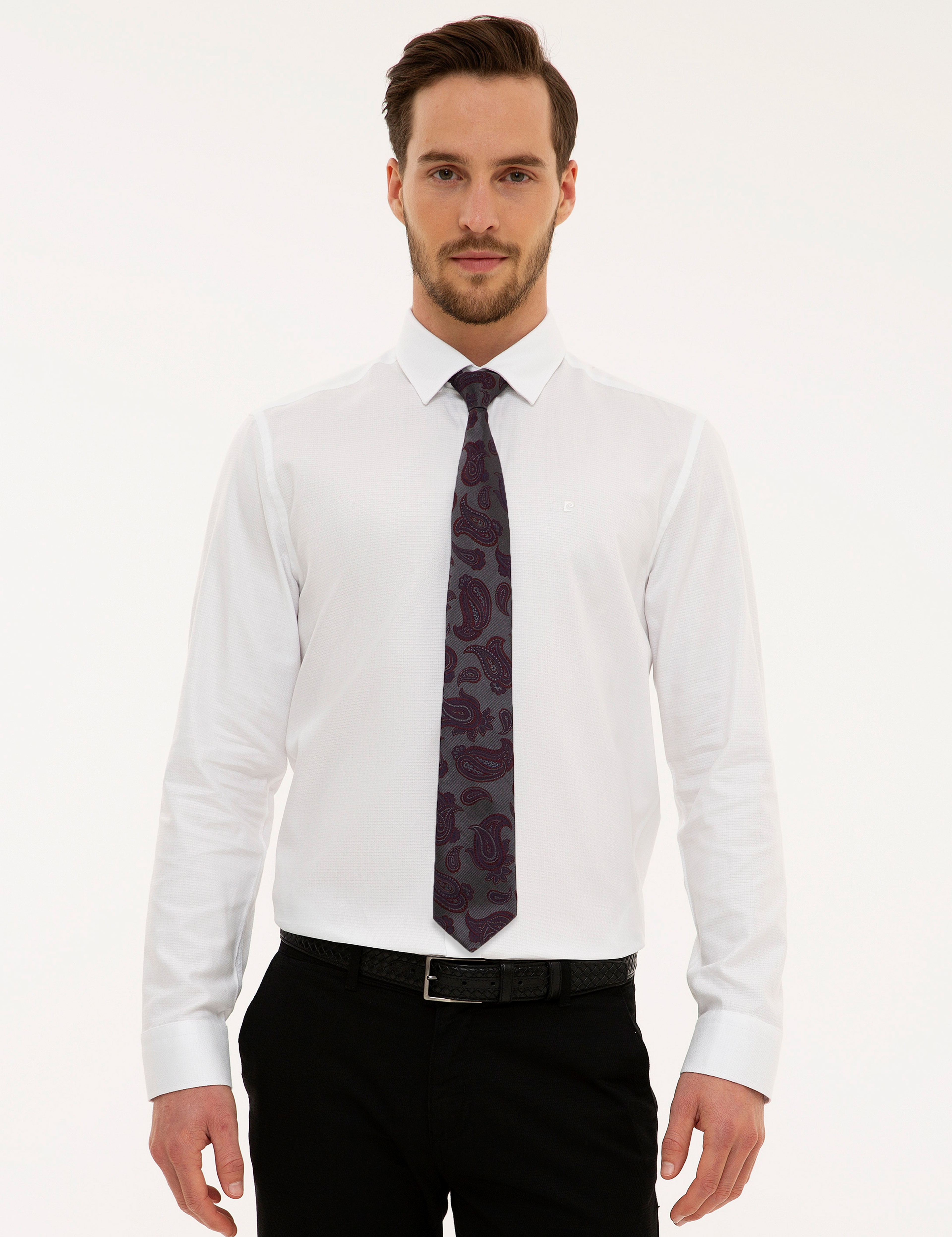 Beyaz Slim Fit Uzun Kollu Gömlek - Image 1