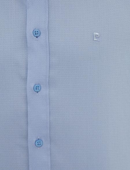 Açık Mavi Slim Fit Armürlü Gömlek - 50219269018