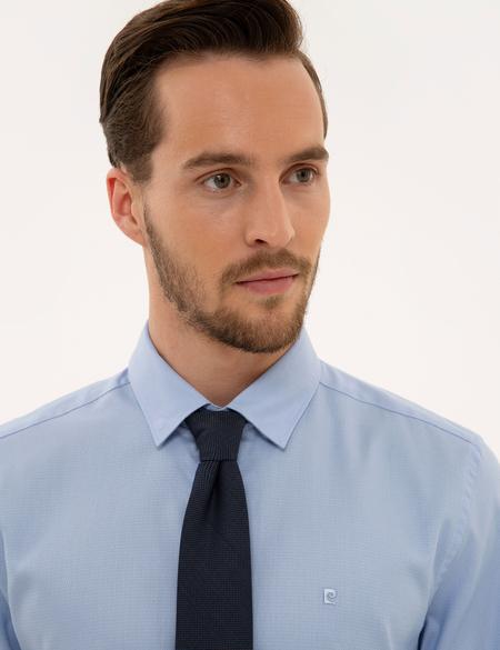 Açık Mavi Slim Fit Armürlü Gömlek - 50219269018