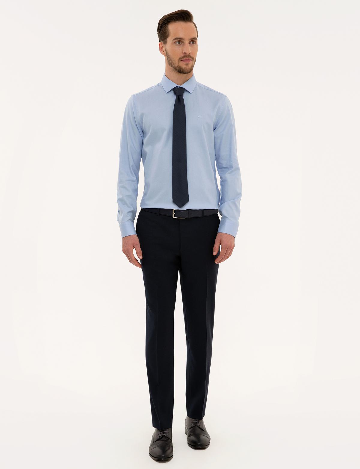 Açık Mavi Slim Fit Armürlü Gömlek - 50219283002