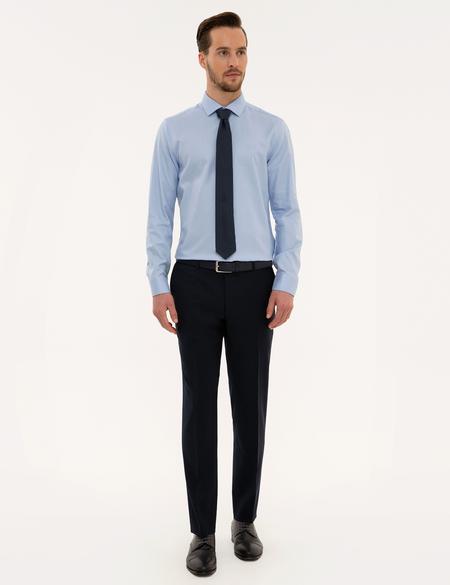 Açık Mavi Slim Fit Armürlü Gömlek - 50219283002