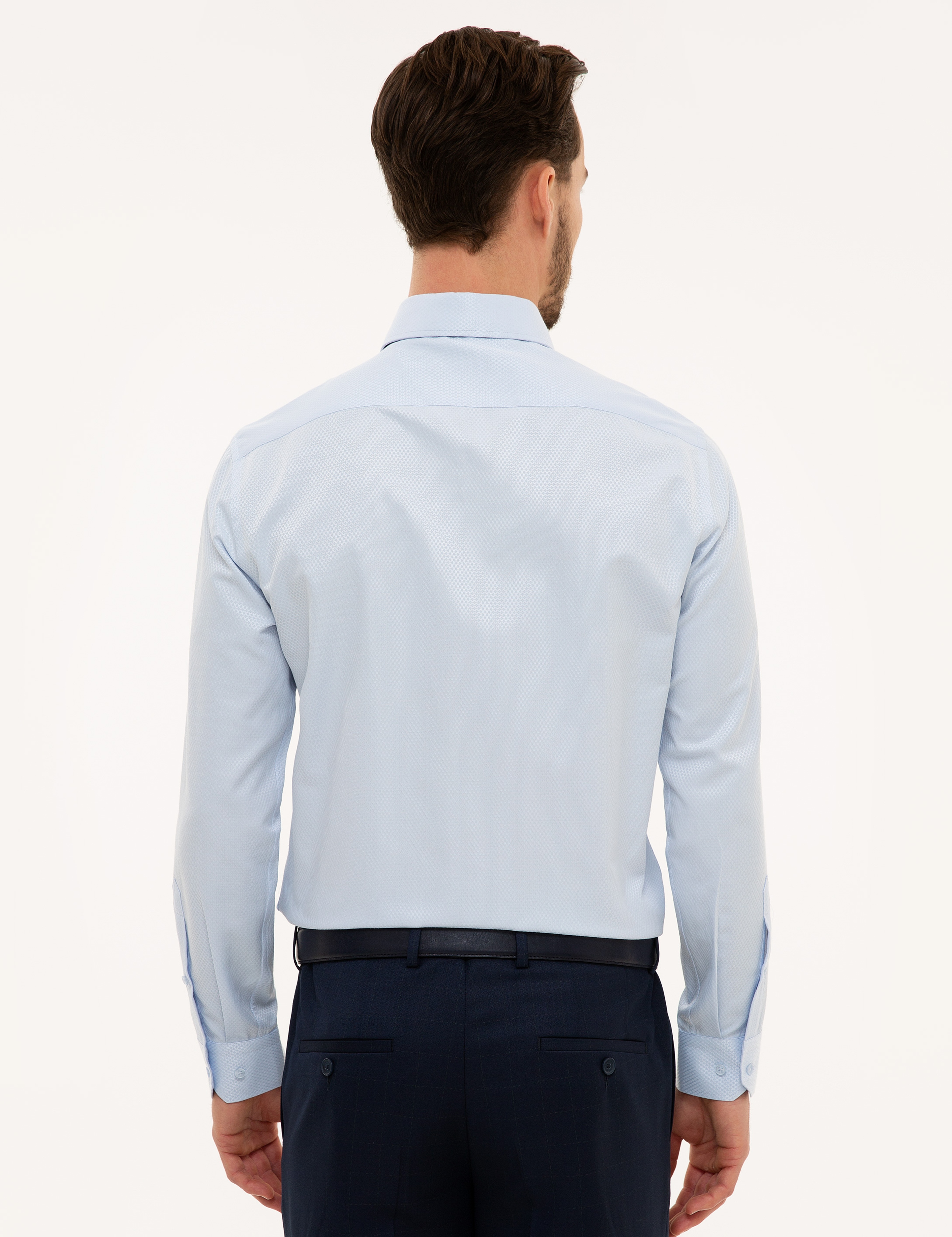 Mavi Slim Fit Uzun Kollu Gömlek - Image 3