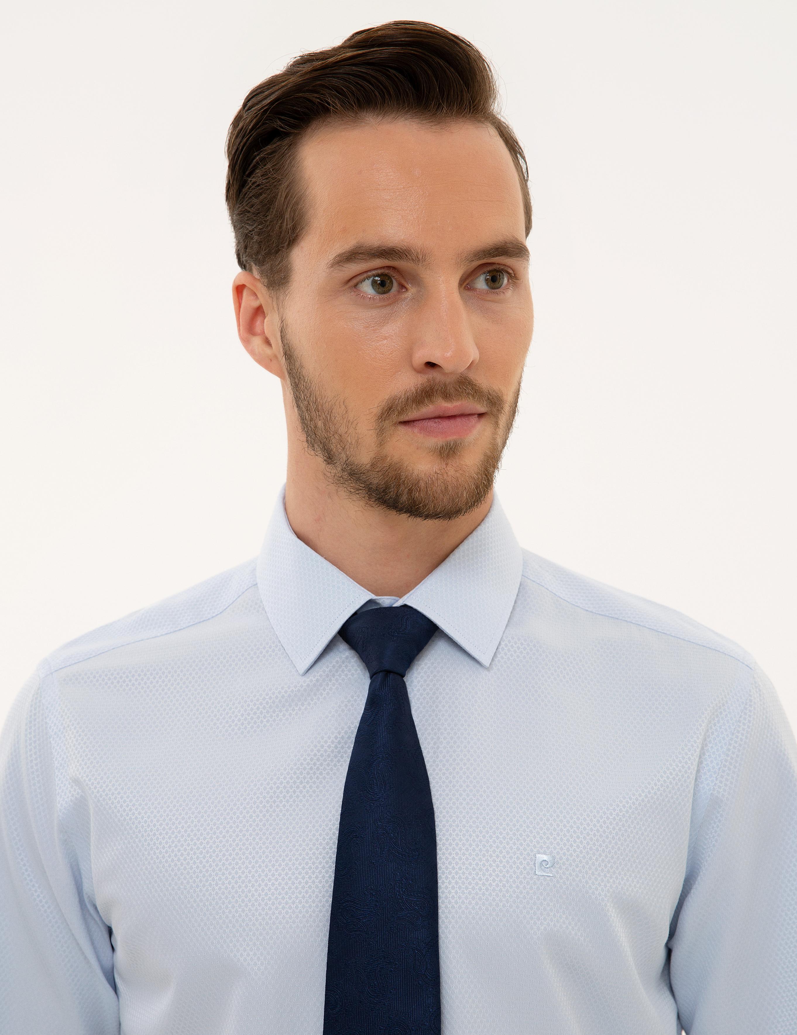 Mavi Slim Fit Armürlü Gömlek