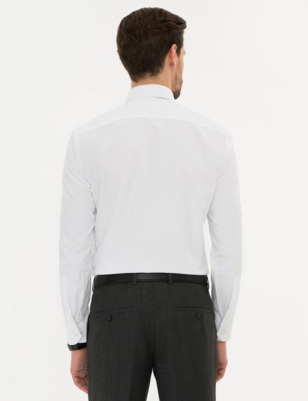 Beyaz Slim Fit Armürlü Gömlek - 50219274008