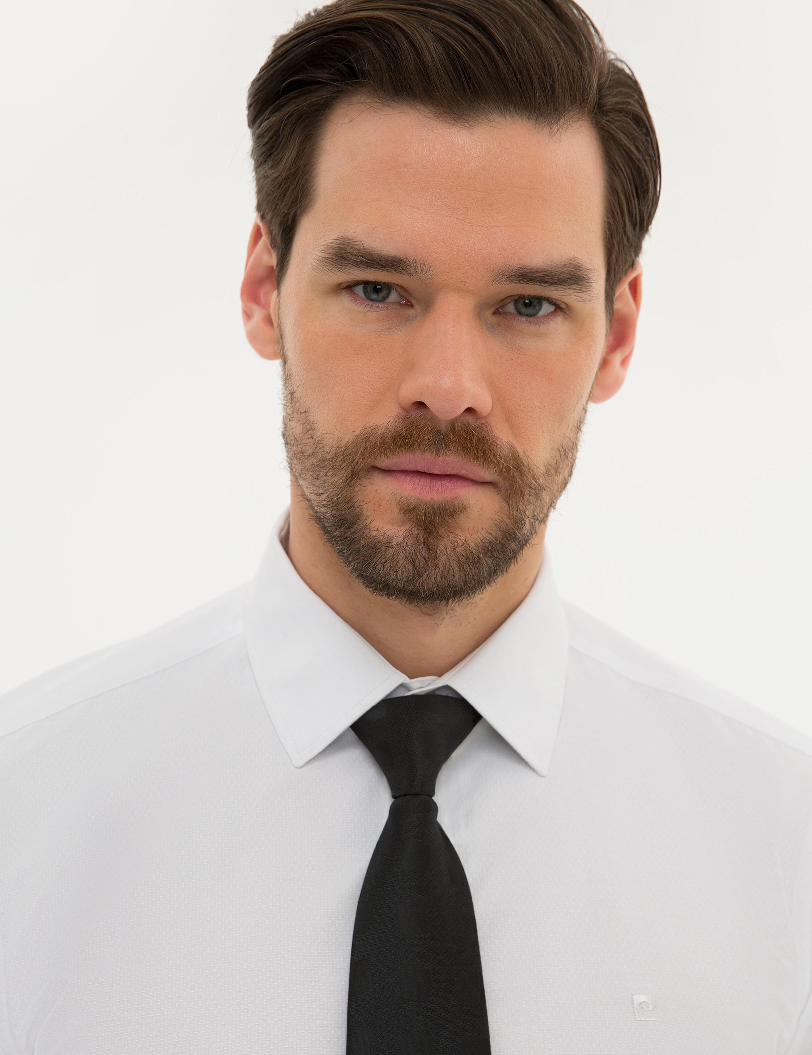 Beyaz Slim Fit Armürlü Gömlek