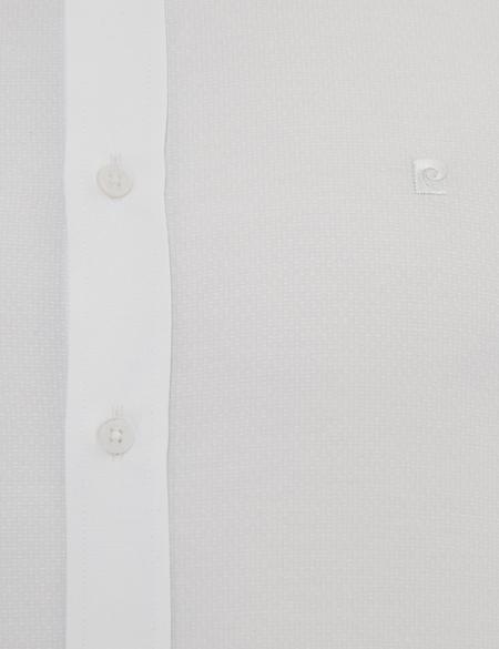 Beyaz Slim Fit Armürlü Gömlek - 50219274008