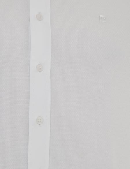 Beyaz Slim Fit Armürlü Gömlek - 50219274008