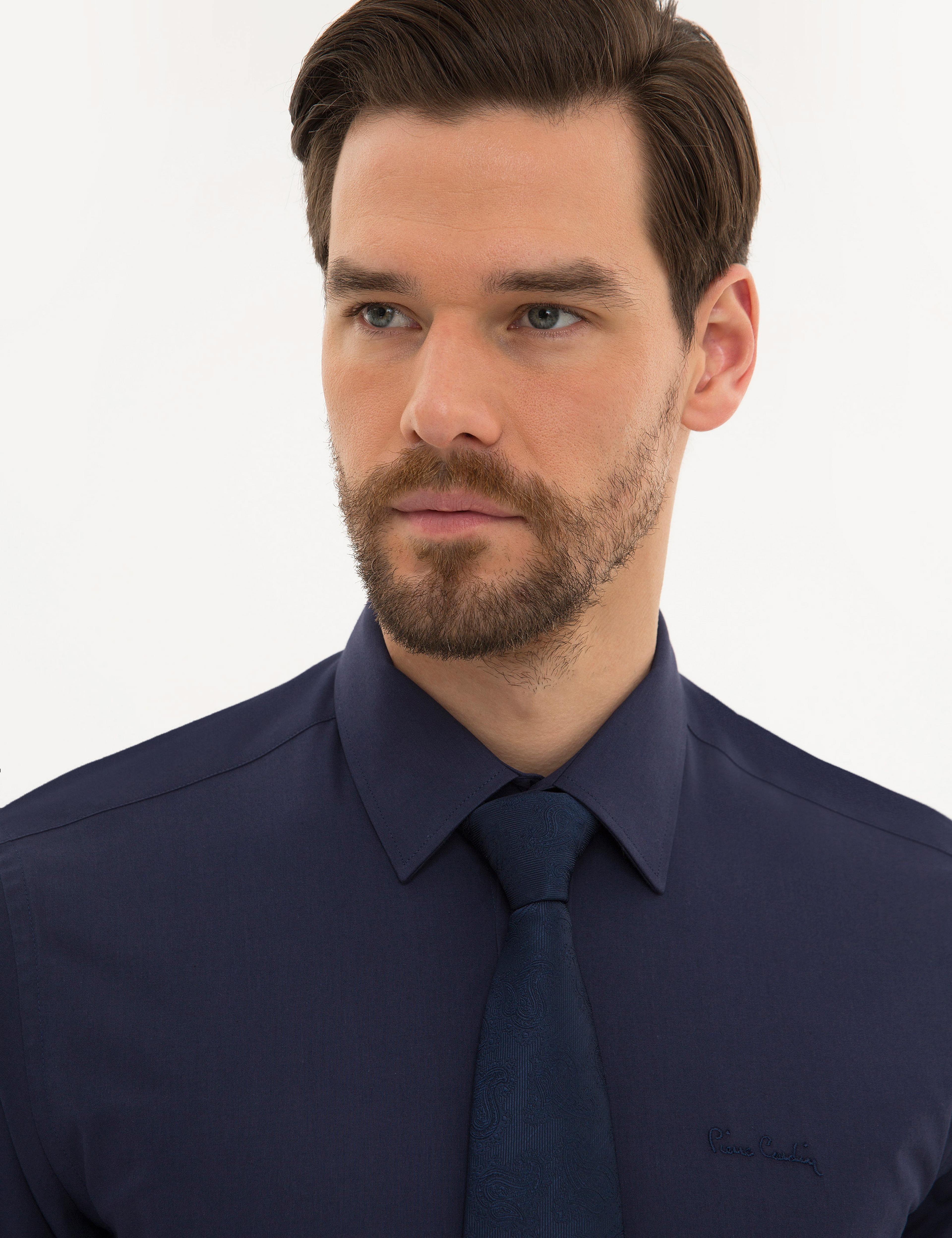 Lacivert Slim Fit Uzun Kollu Basic Gömlek