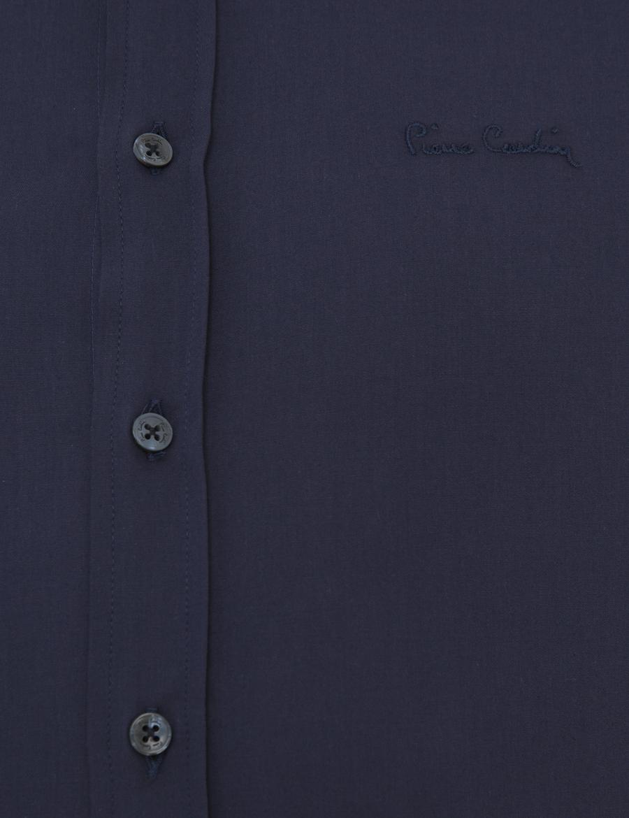 Lacivert Slim Fit Uzun Kollu Basic Gömlek