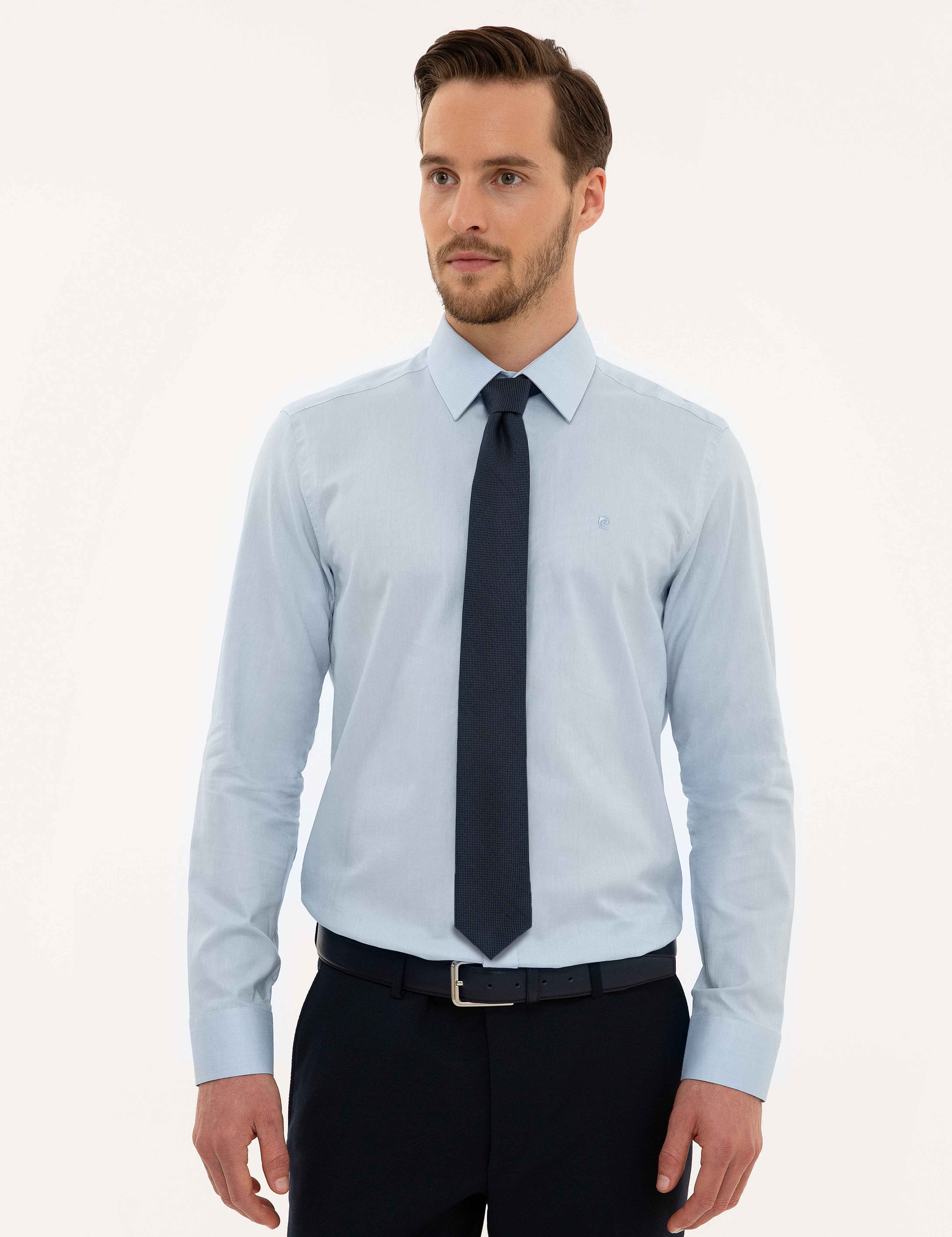Açık Mavi Slim Fit Uzun Kollu Gömlek - Image 1