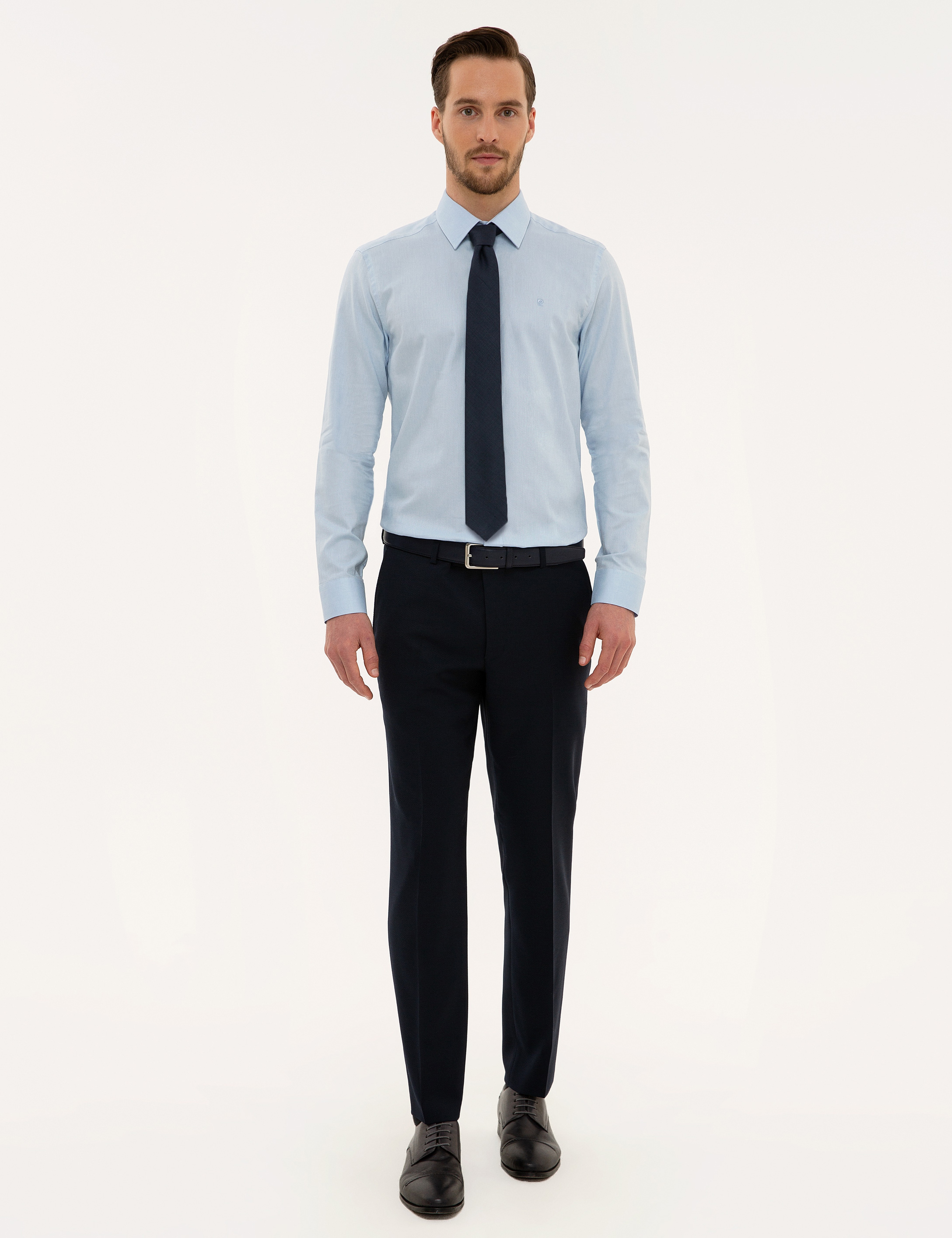 Açık Mavi Slim Fit Uzun Kollu Gömlek - Image 4