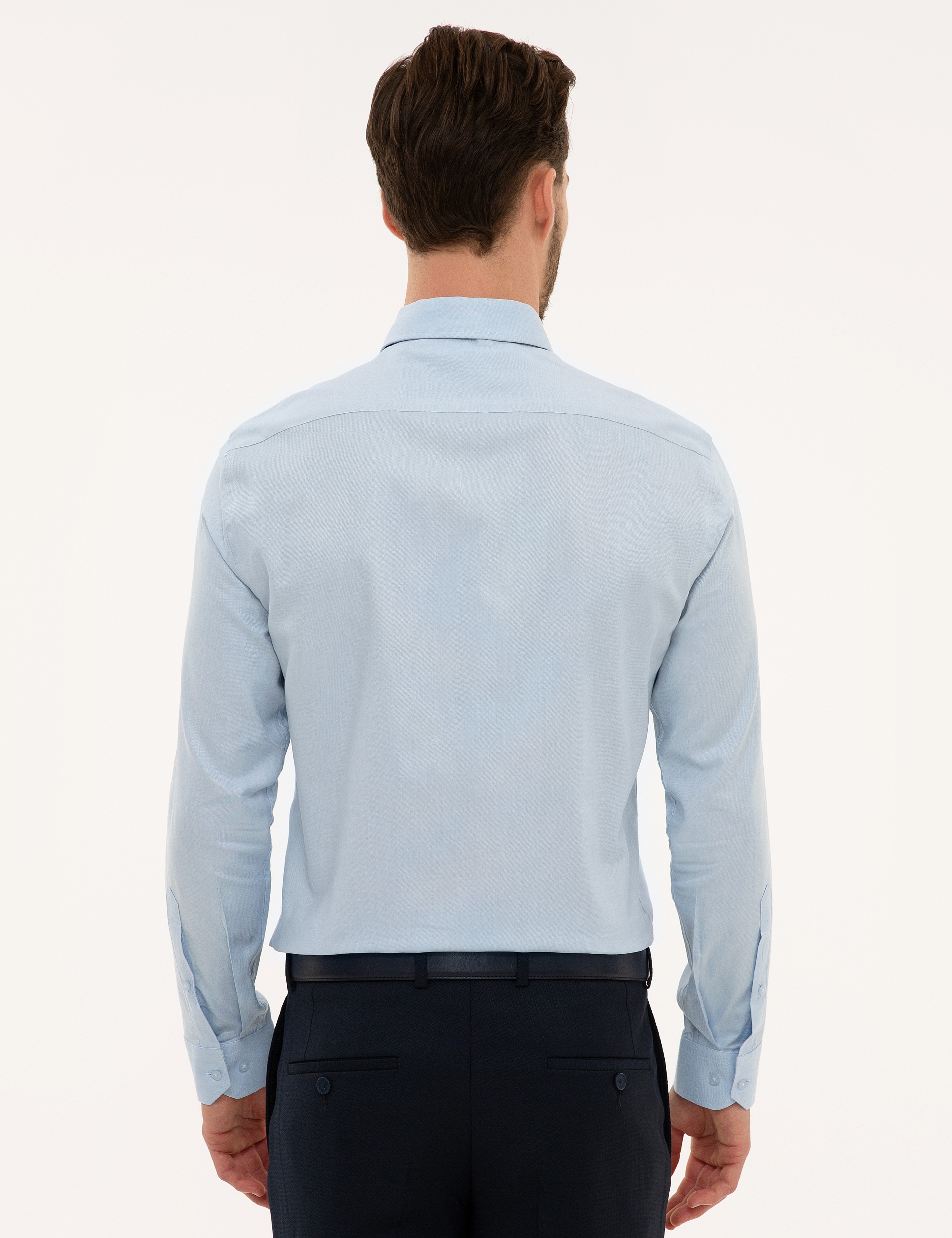 Açık Mavi Slim Fit Uzun Kollu Gömlek - Image 3