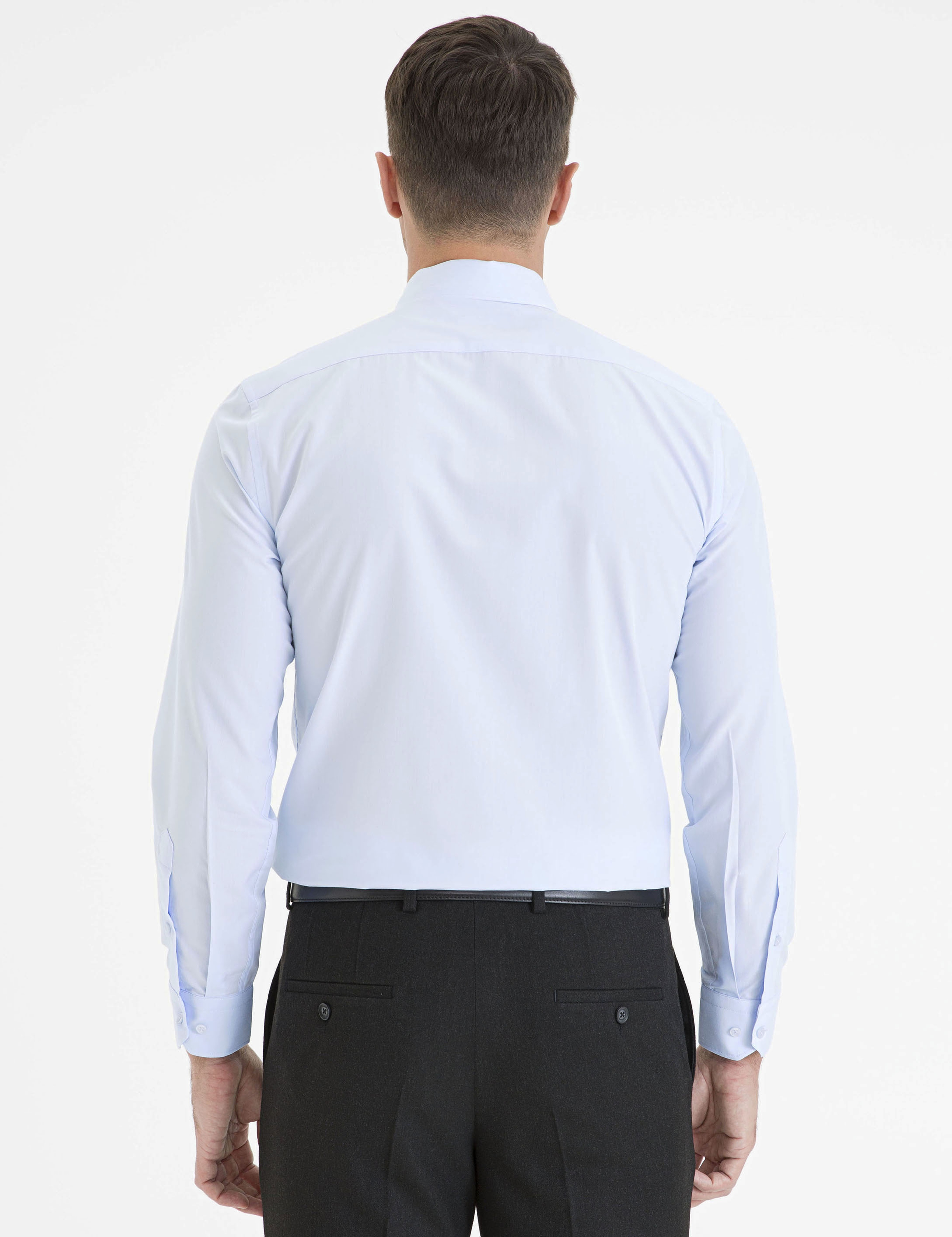 Açık Mavi Slim Fit Basic Gömlek - Image 3