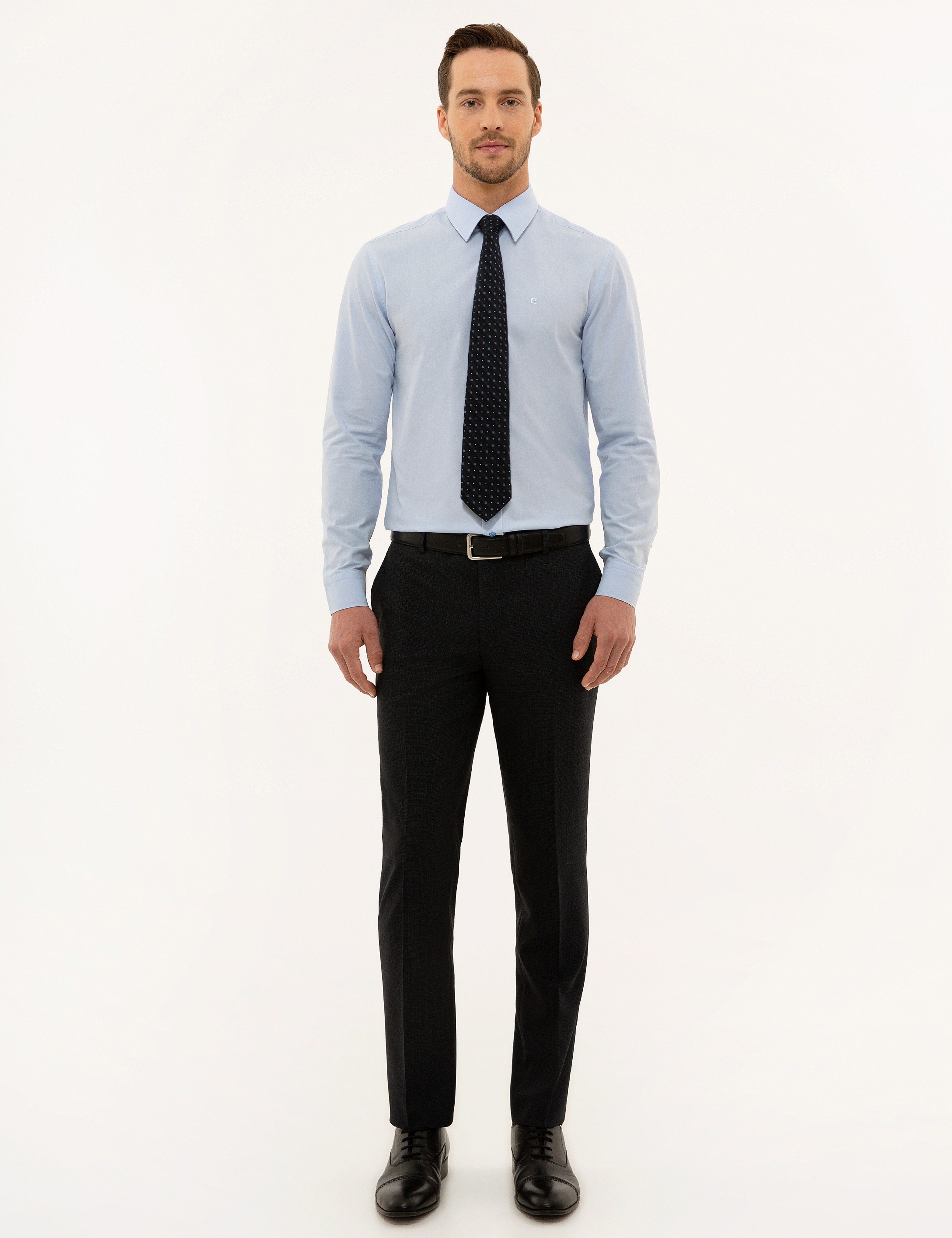Koyu Mavi Slim Fit Uzun Kollu Klasik Gömlek