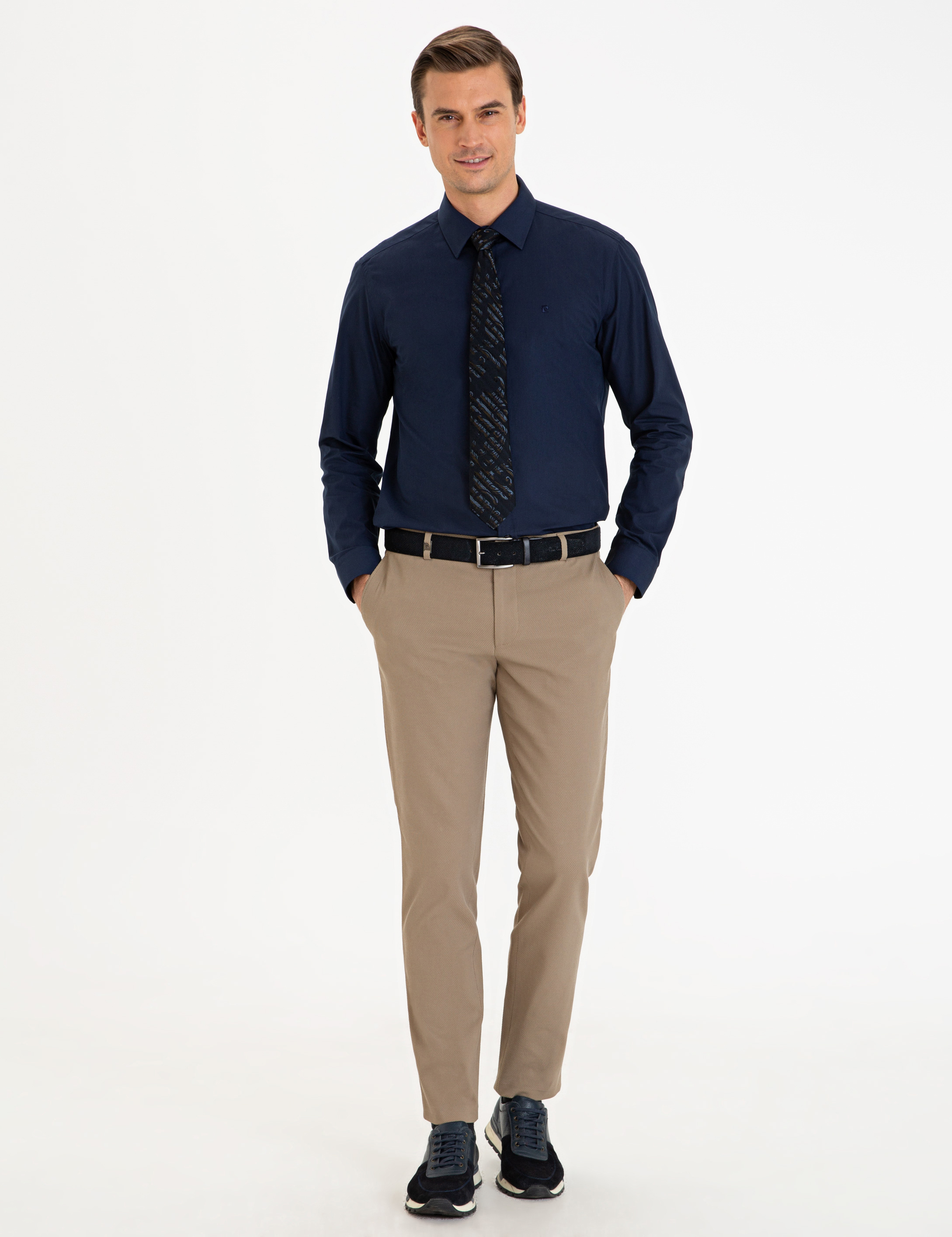 Lacivert Slim Fit Basic Gömlek