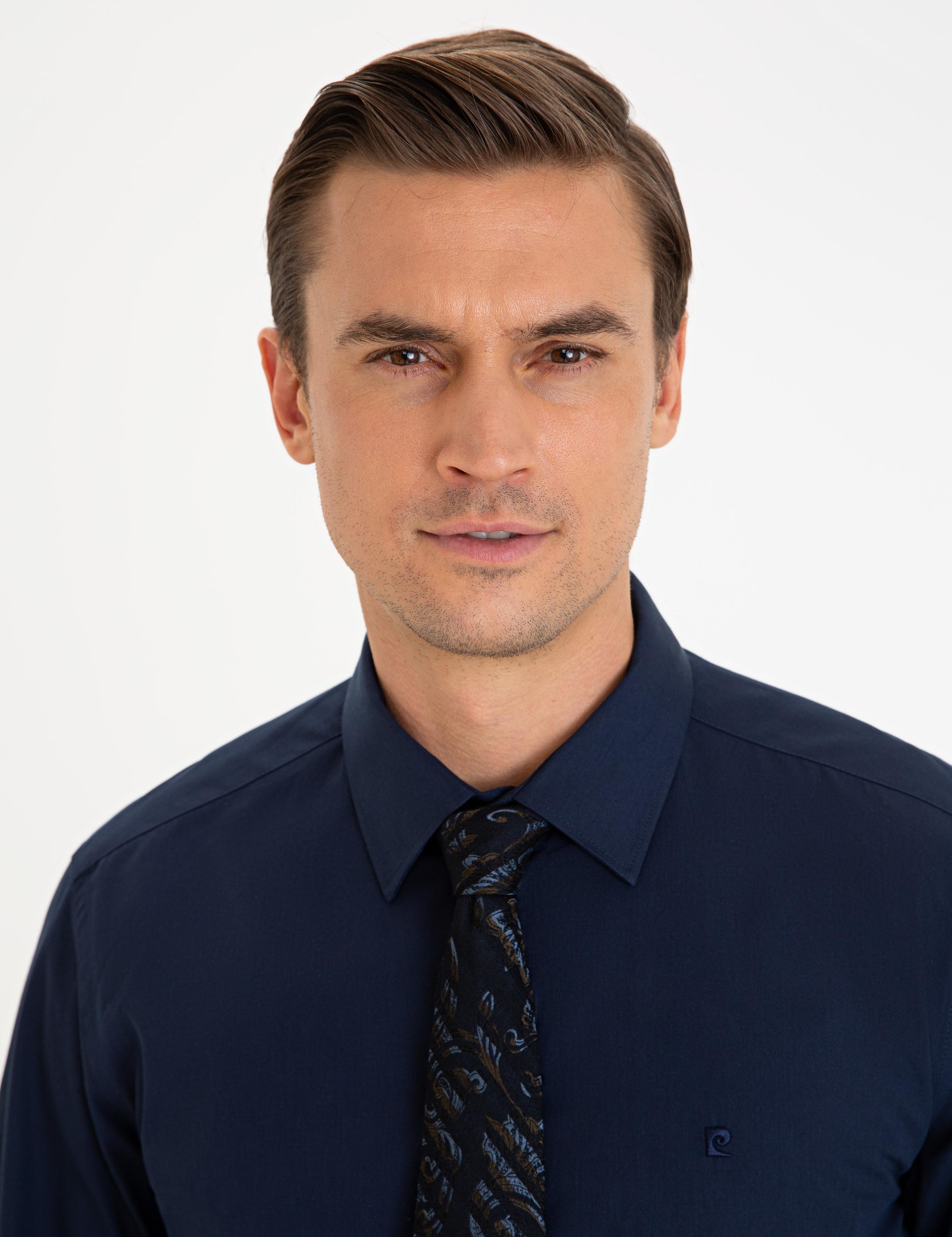 Lacivert Slim Fit Basic Gömlek