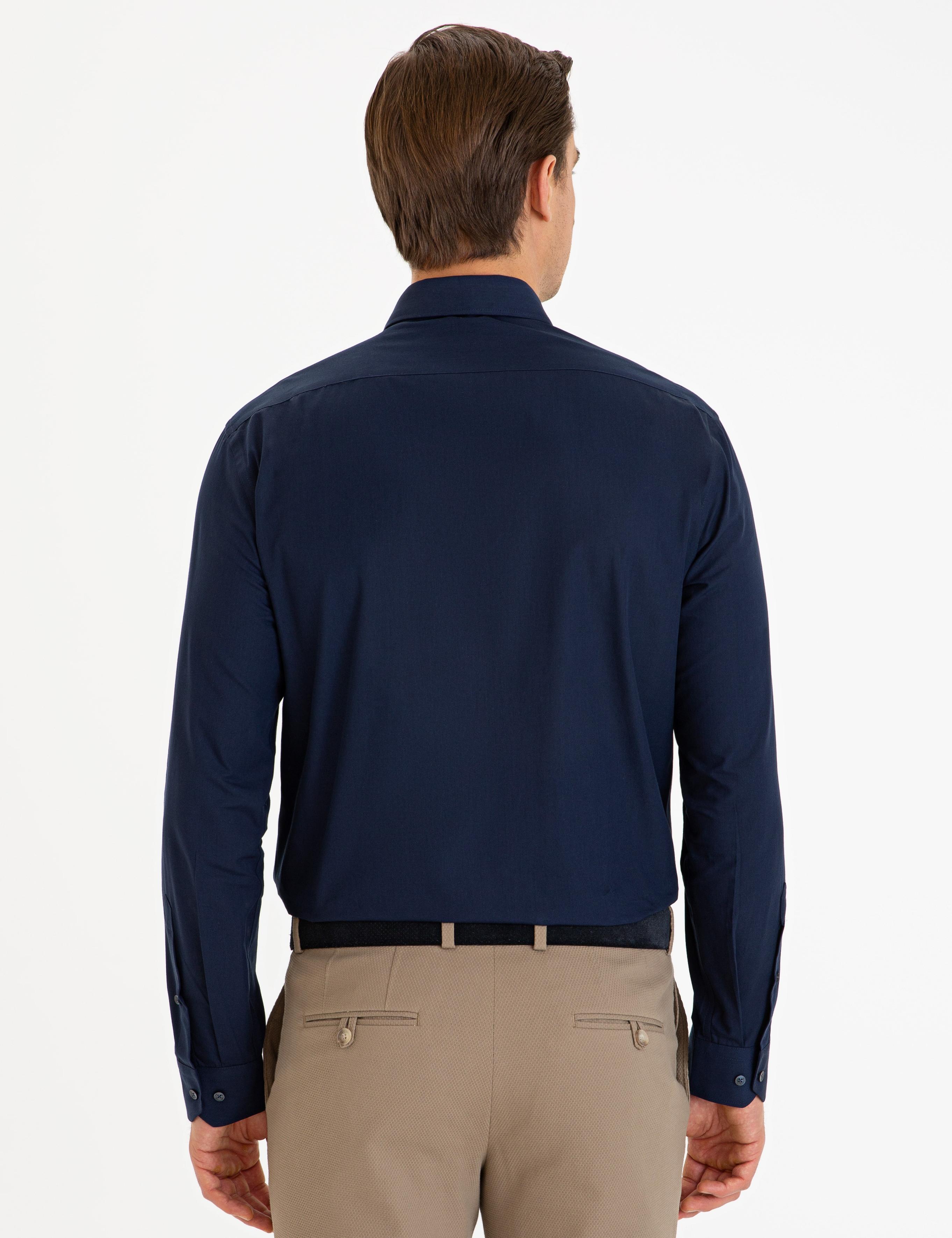 Lacivert Slim Fit Basic Gömlek