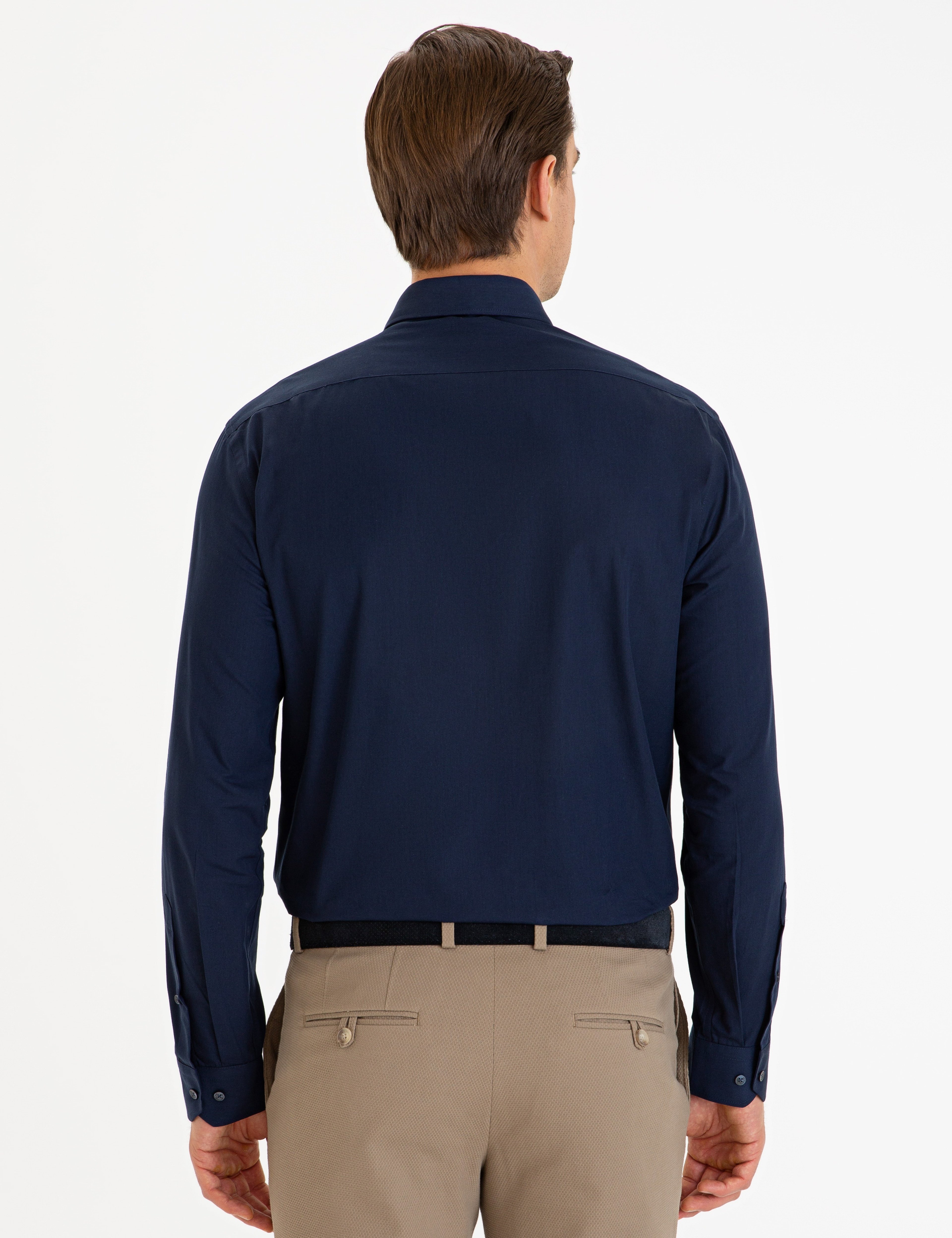 Lacivert Slim Fit Basic Gömlek
