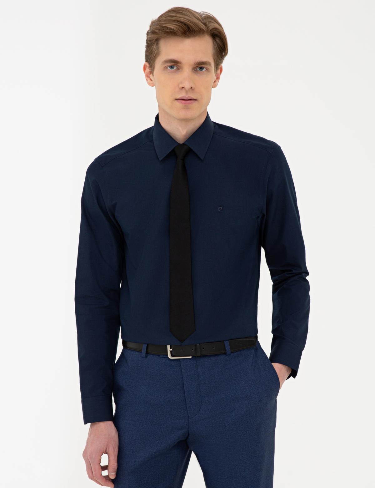 Lacivert Slim Fit Basic Gömlek