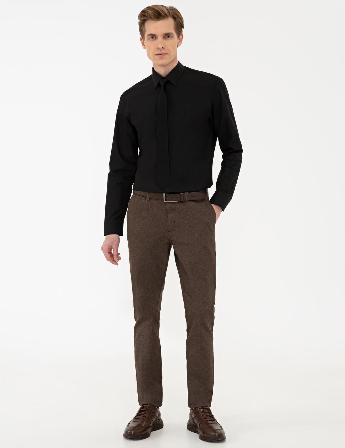 Siyah Regular Fit Basic Gömlek - 50240463044