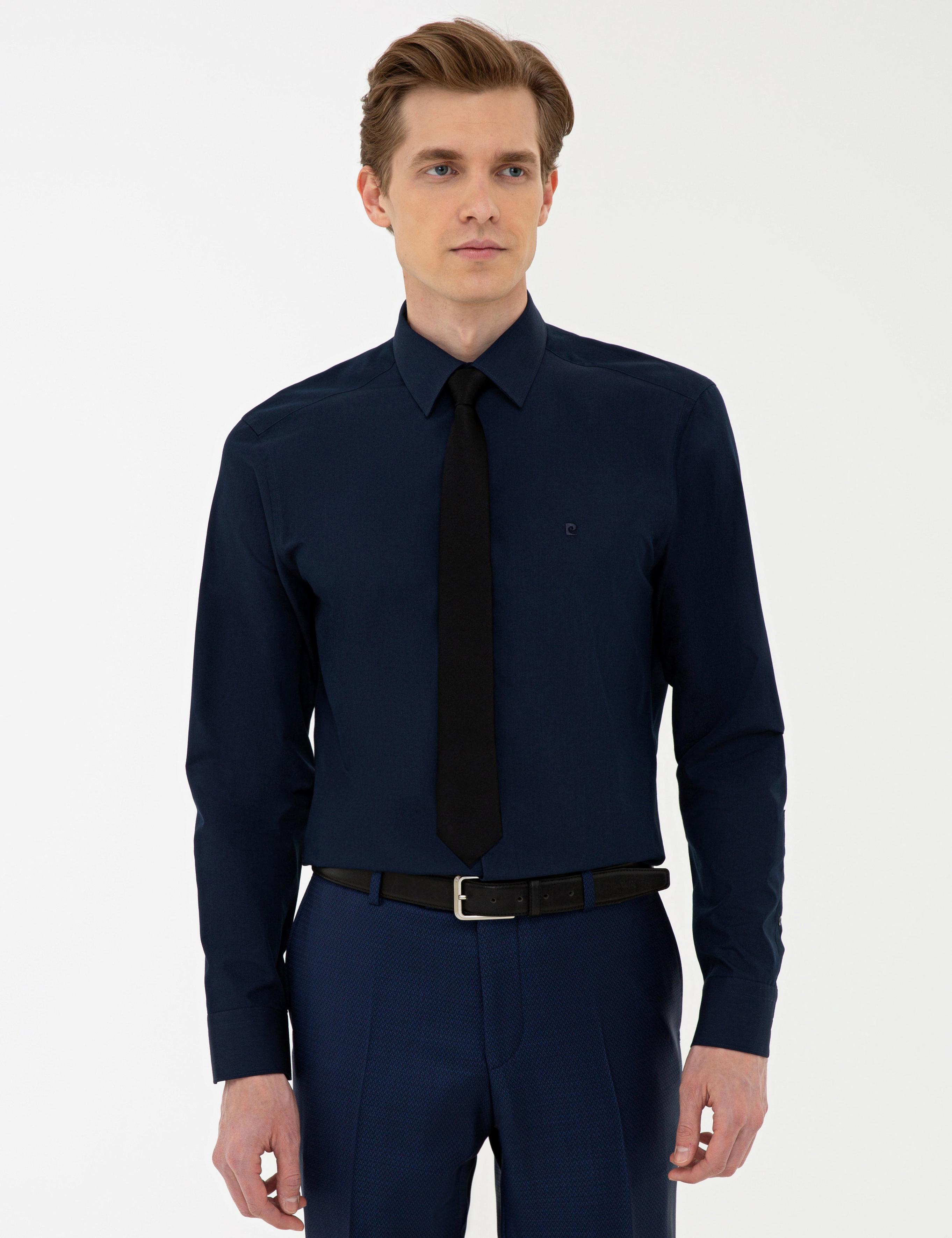 Lacivert Regular Fit Uzun Kollu Basic Gömlek