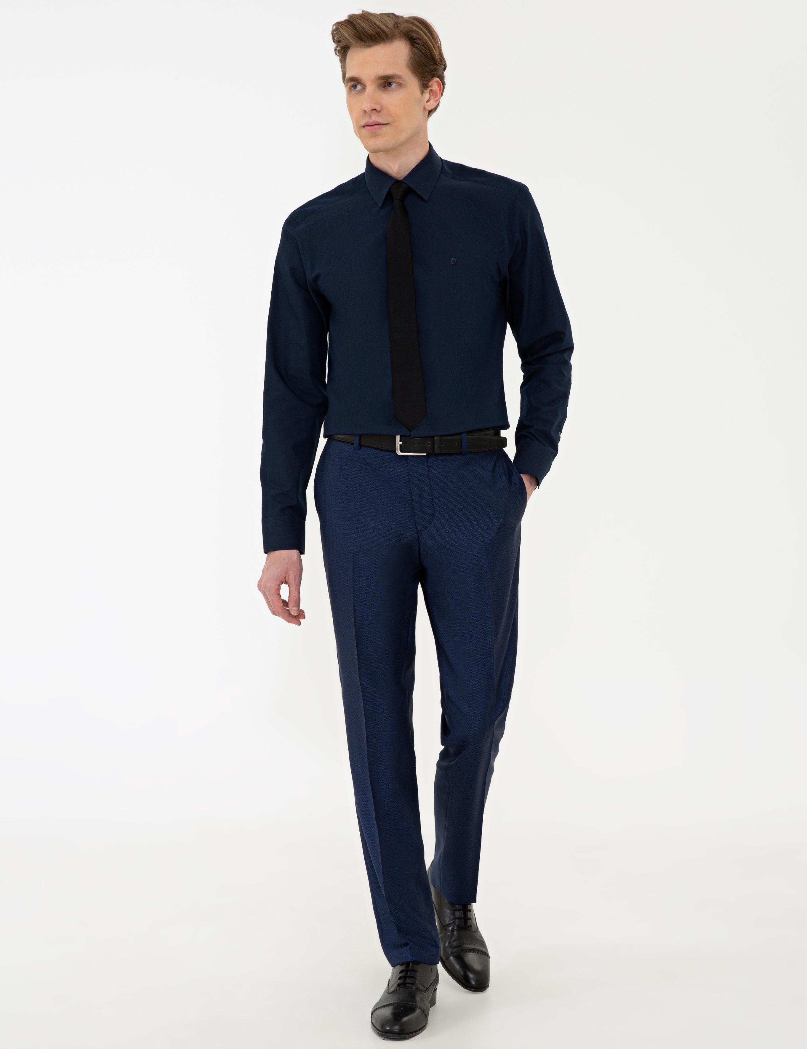 Lacivert Regular Fit Uzun Kollu Basic Gömlek