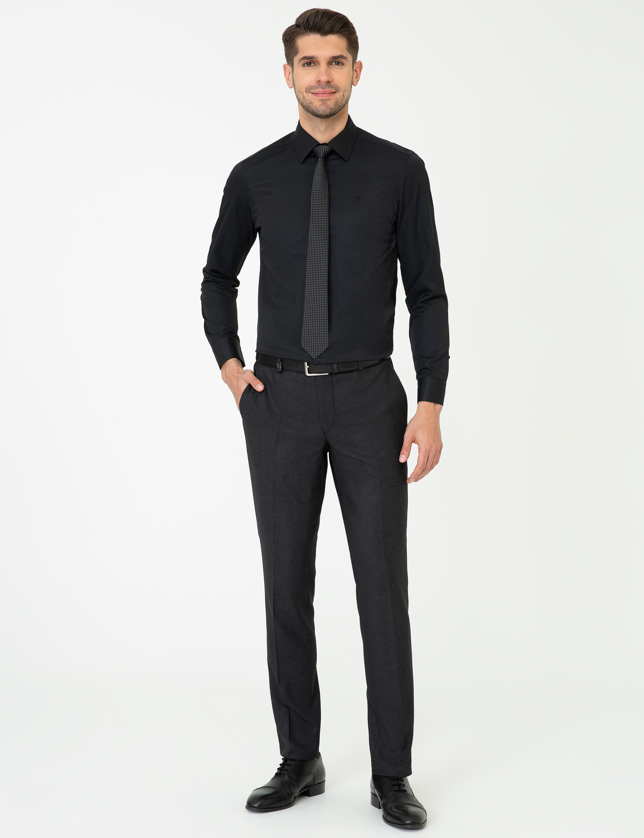 Pierre Cardin Siyah Slim Fit Uzun Kollu Klasik Gömlek görsel 4