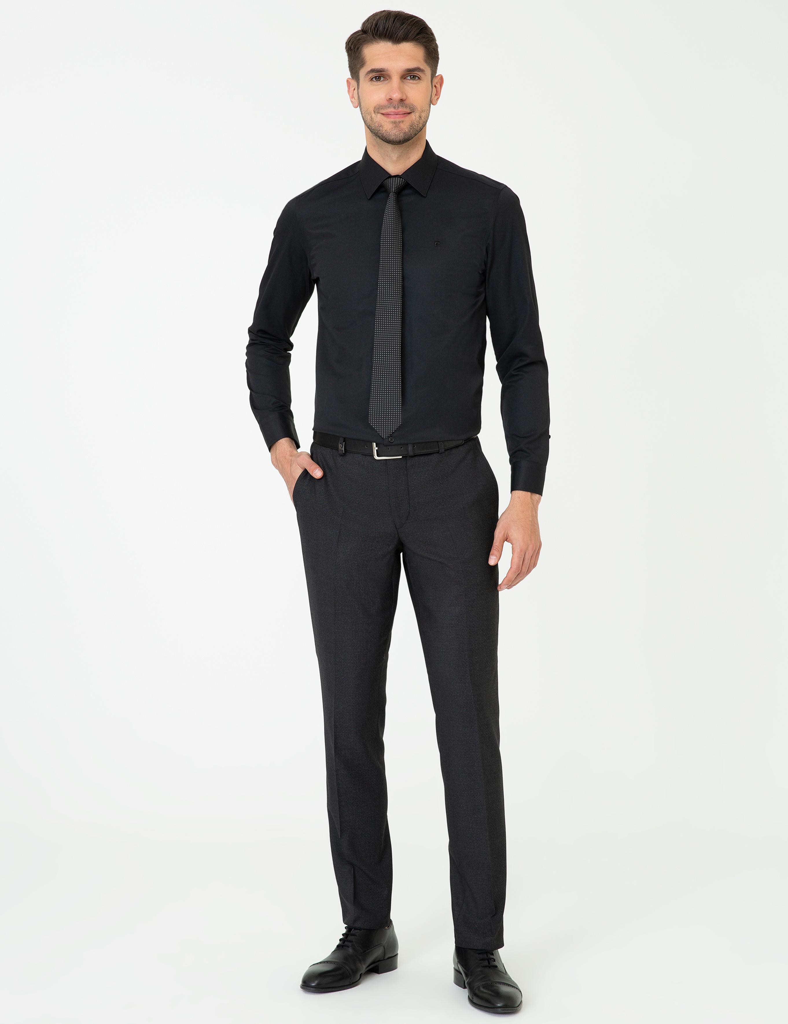 Siyah Slim Fit Uzun Kollu Klasik Gömlek