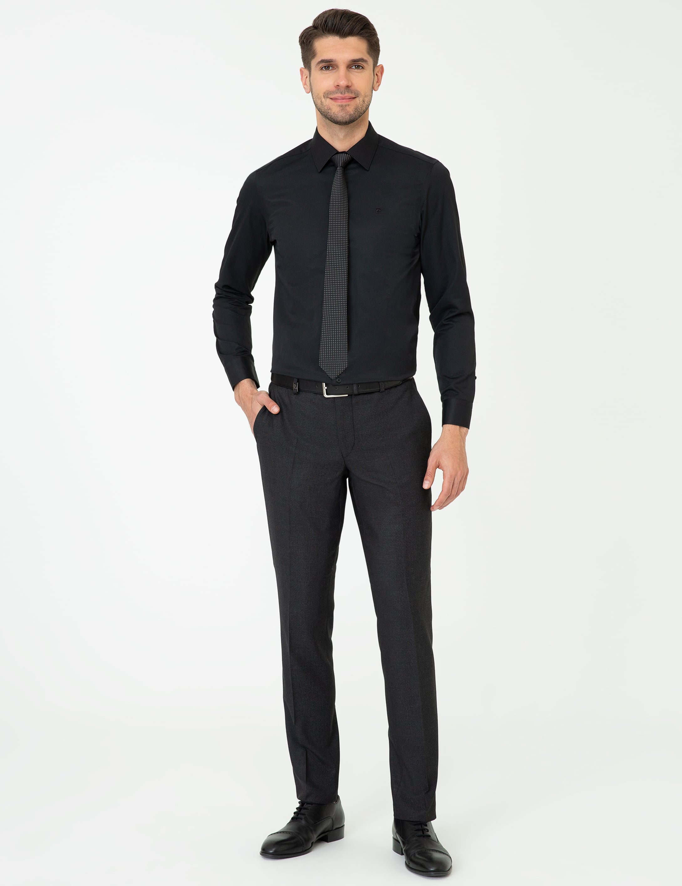 Siyah Slim Fit Uzun Kollu Klasik Gömlek