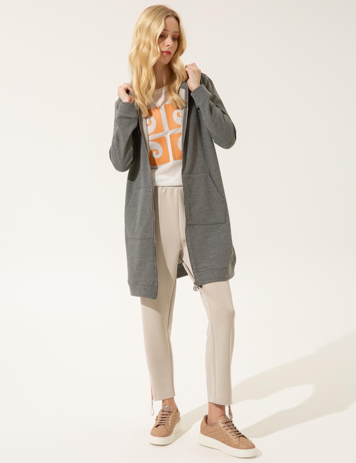 Gri Melanj Örme Hırka