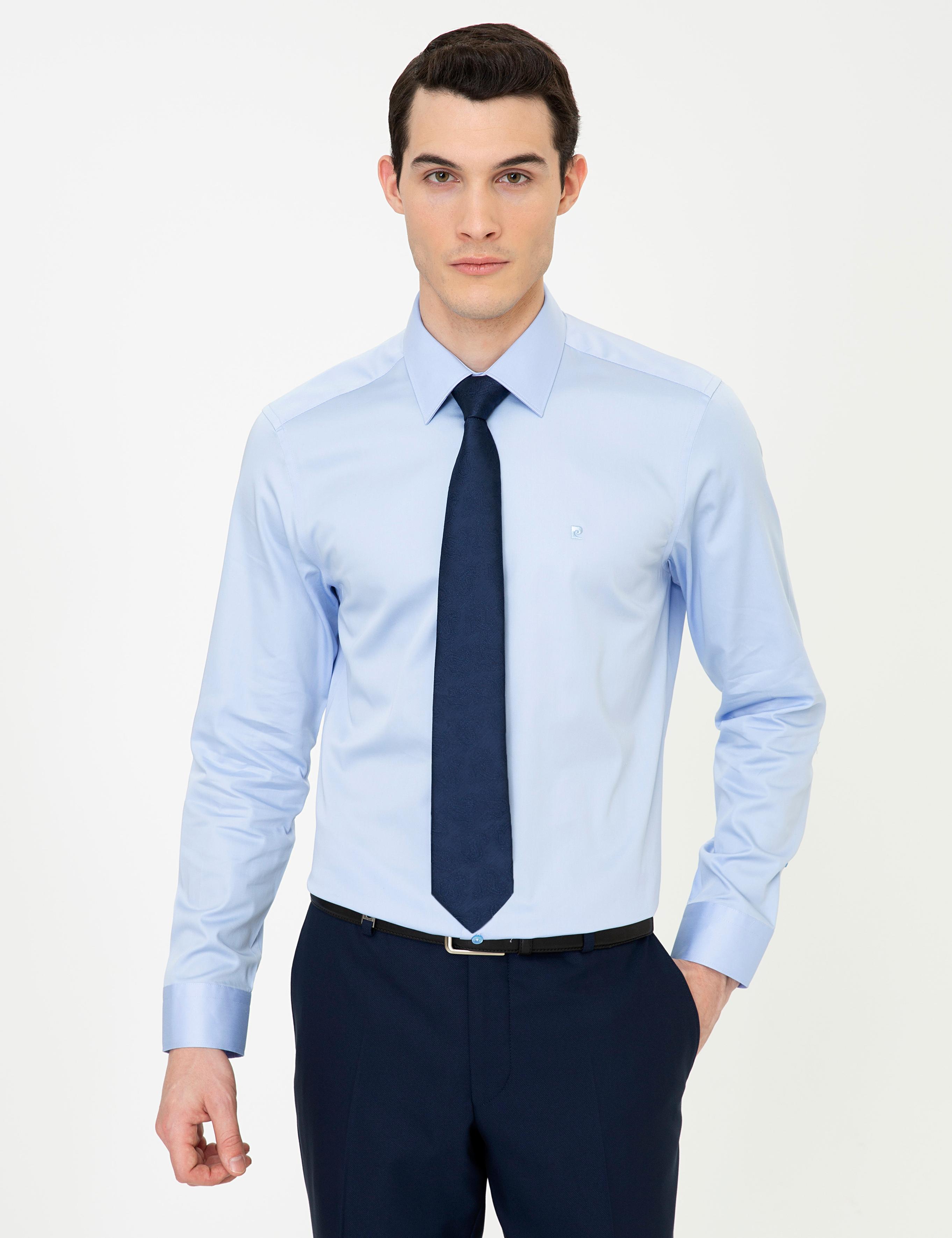 Koyu Mavi Slim Fit Uzun Kollu Basic Gömlek