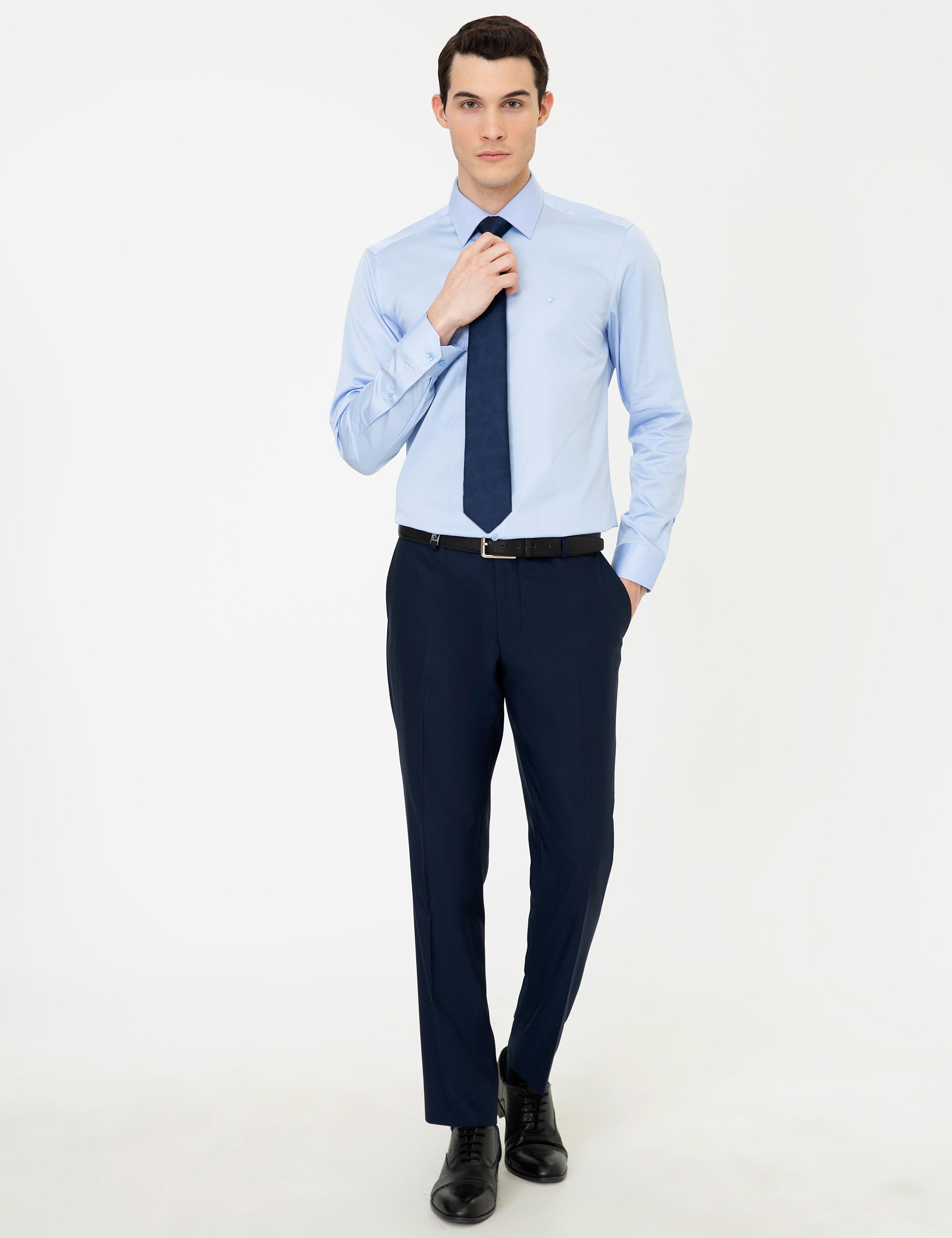 Koyu Mavi Slim Fit Uzun Kollu Basic Gömlek