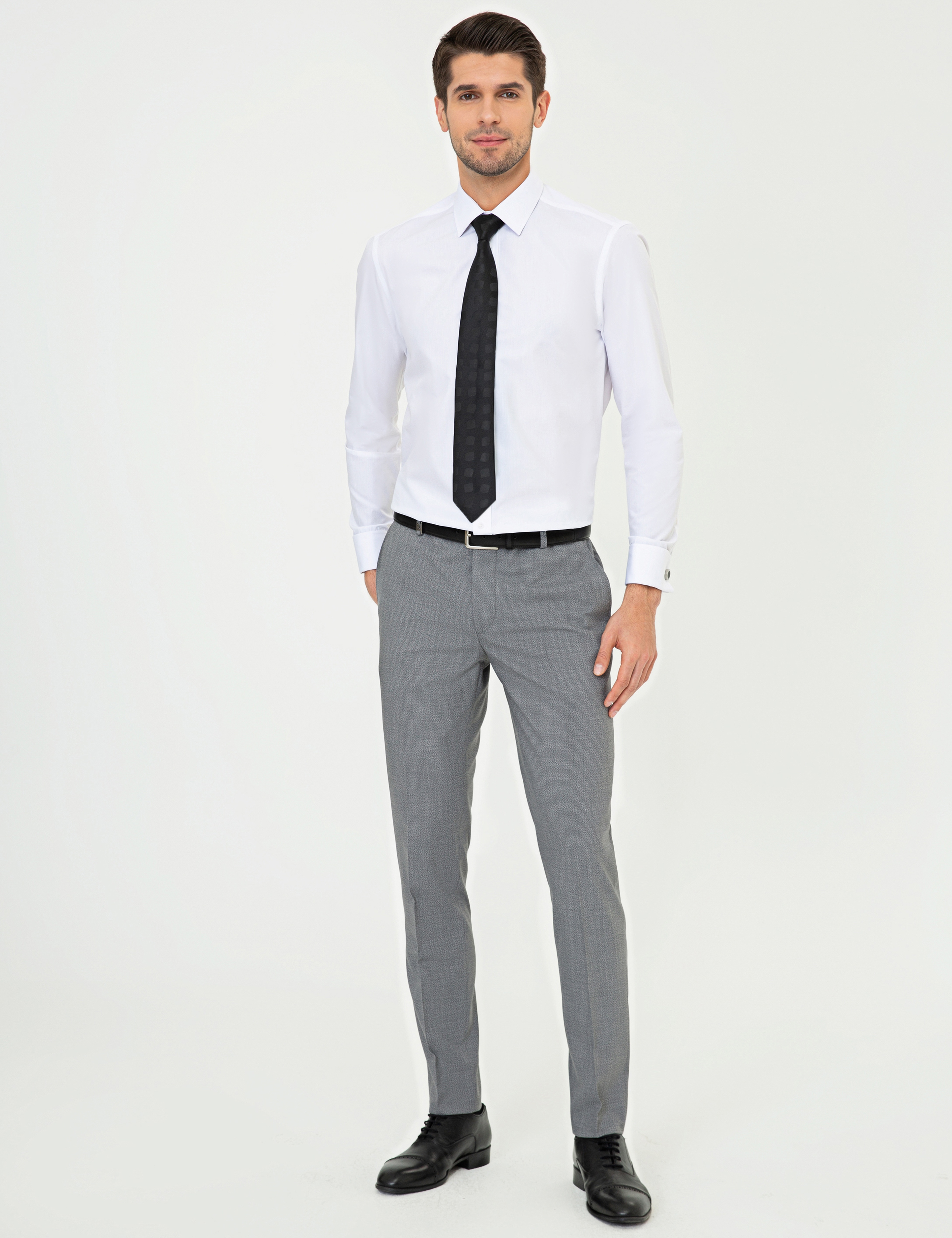 Beyaz Slim Fit Klasik Gömlek - Image 4