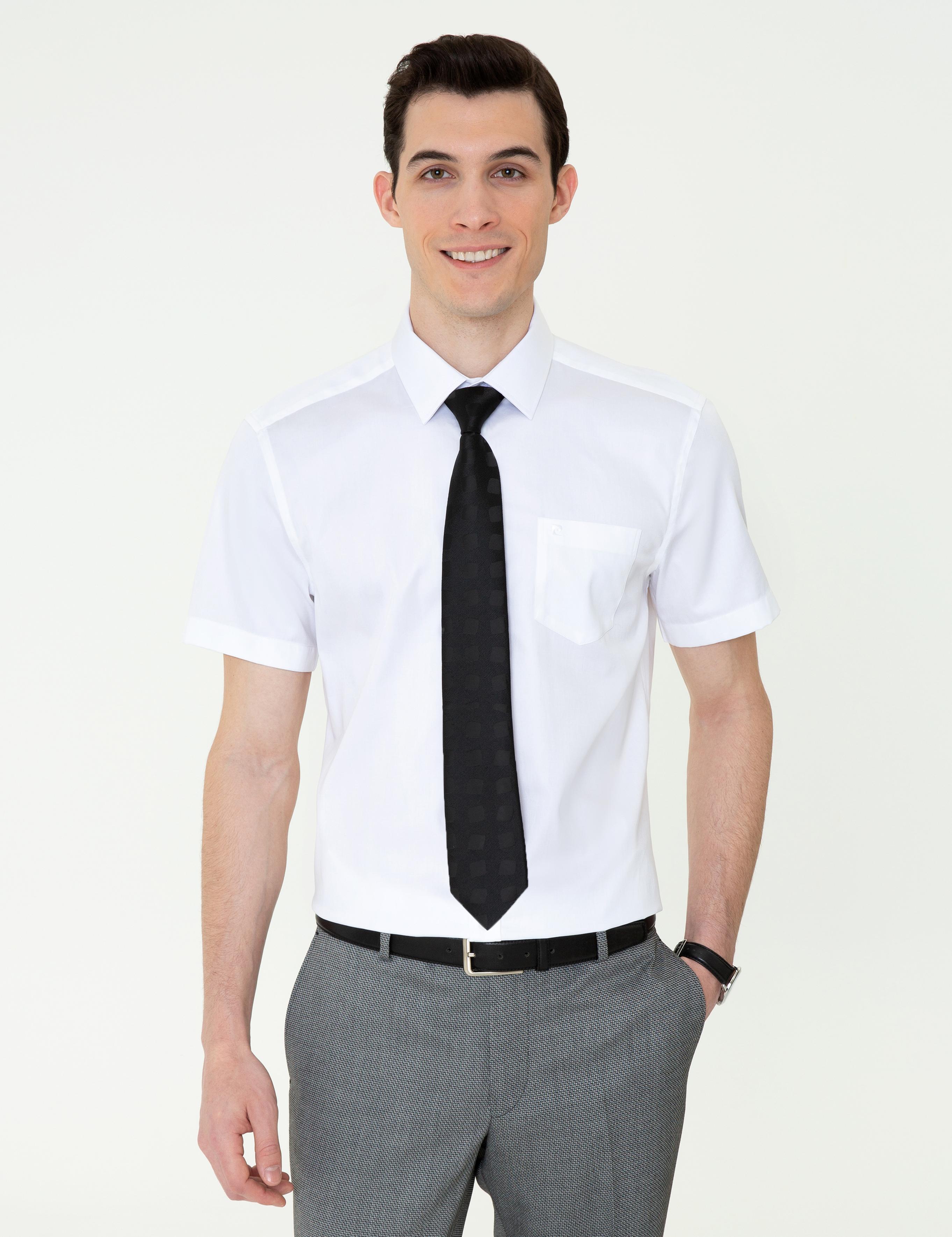 Beyaz Regular Fit Kısa Kollu Gömlek