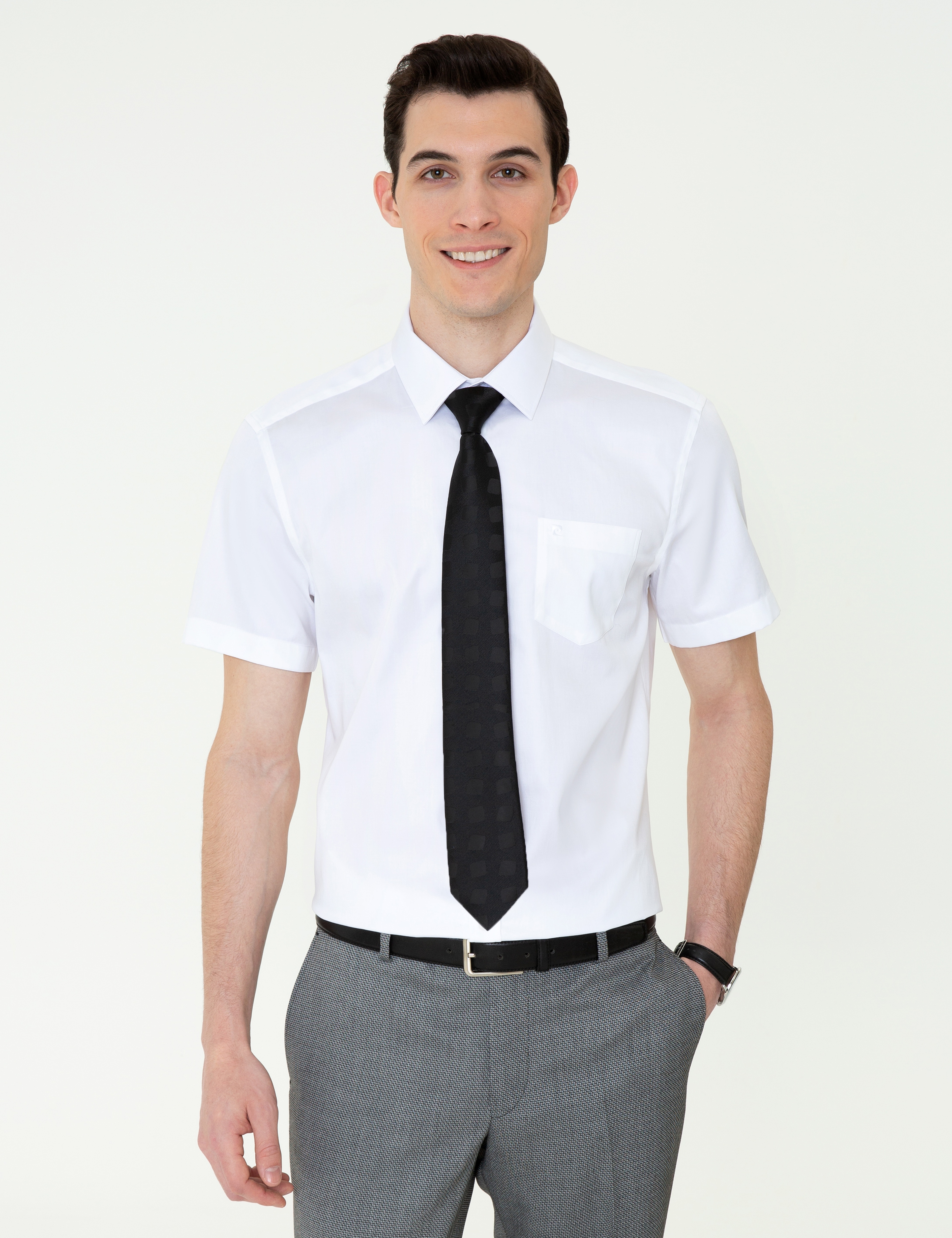 Beyaz Regular Fit Kısa Kollu Gömlek