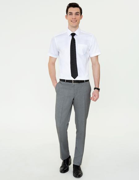 Beyaz Regular Fit Kısa Kollu Gömlek - 50251187014