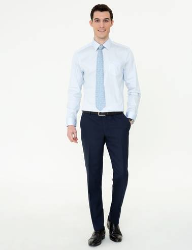 Açık Mavi Regular Fit Uzun Kollu Basic Gömlek