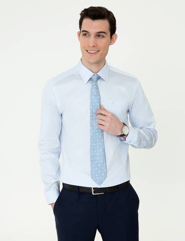 Açık Mavi Regular Fit Uzun Kollu Basic Gömlek
