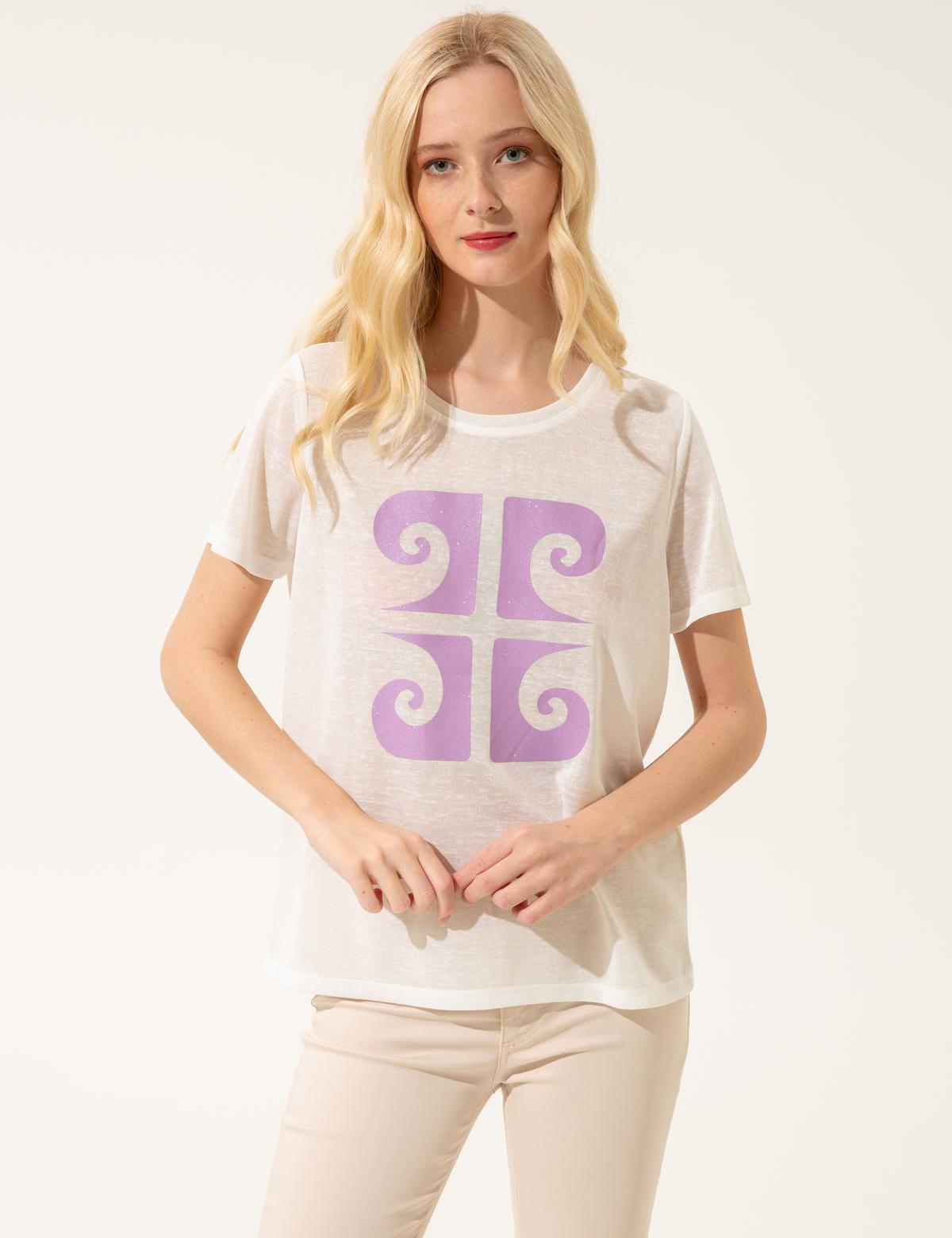 Lila Regular Fit Tişört - 50246198012