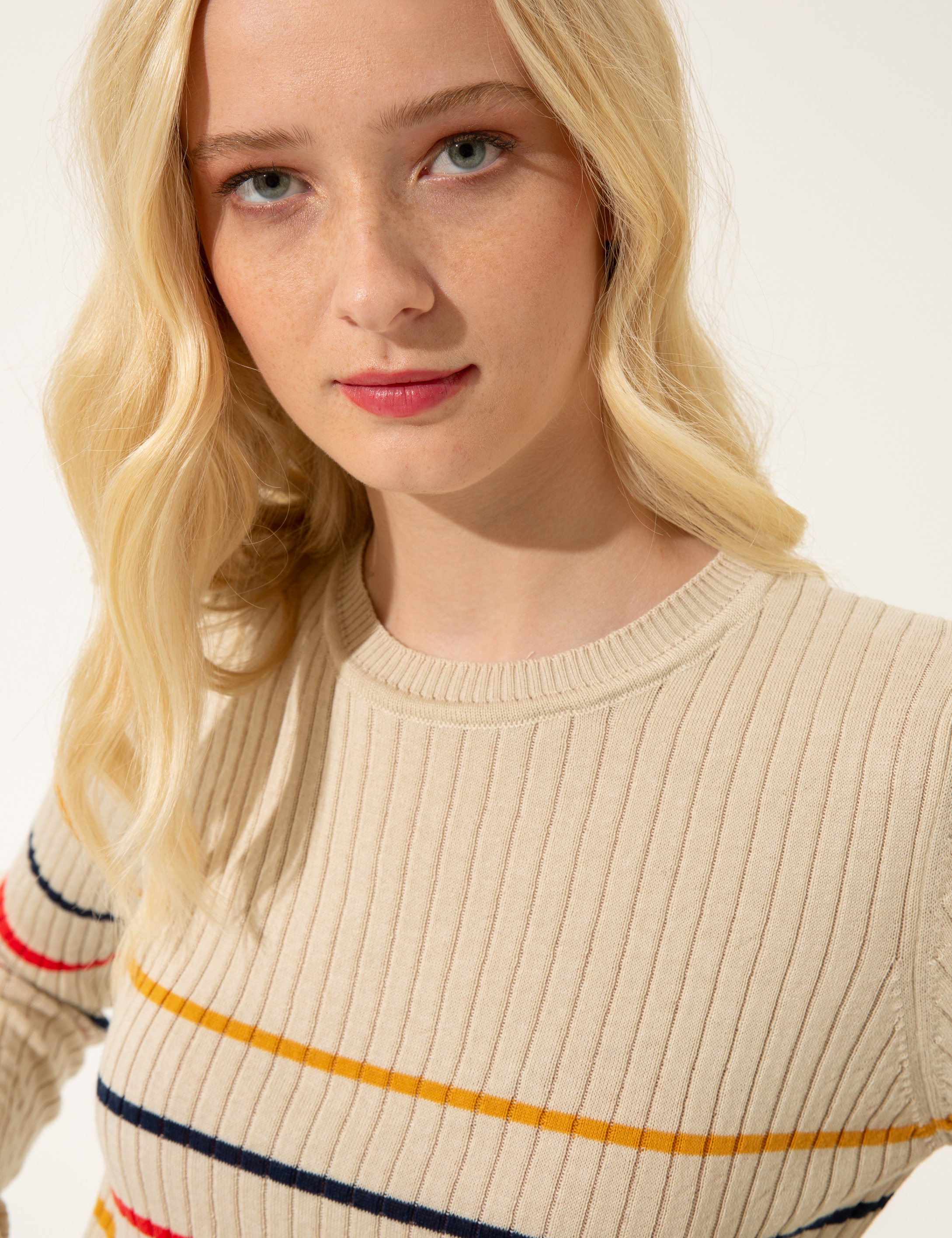 Krem Slim Fit Kazak - Image 5