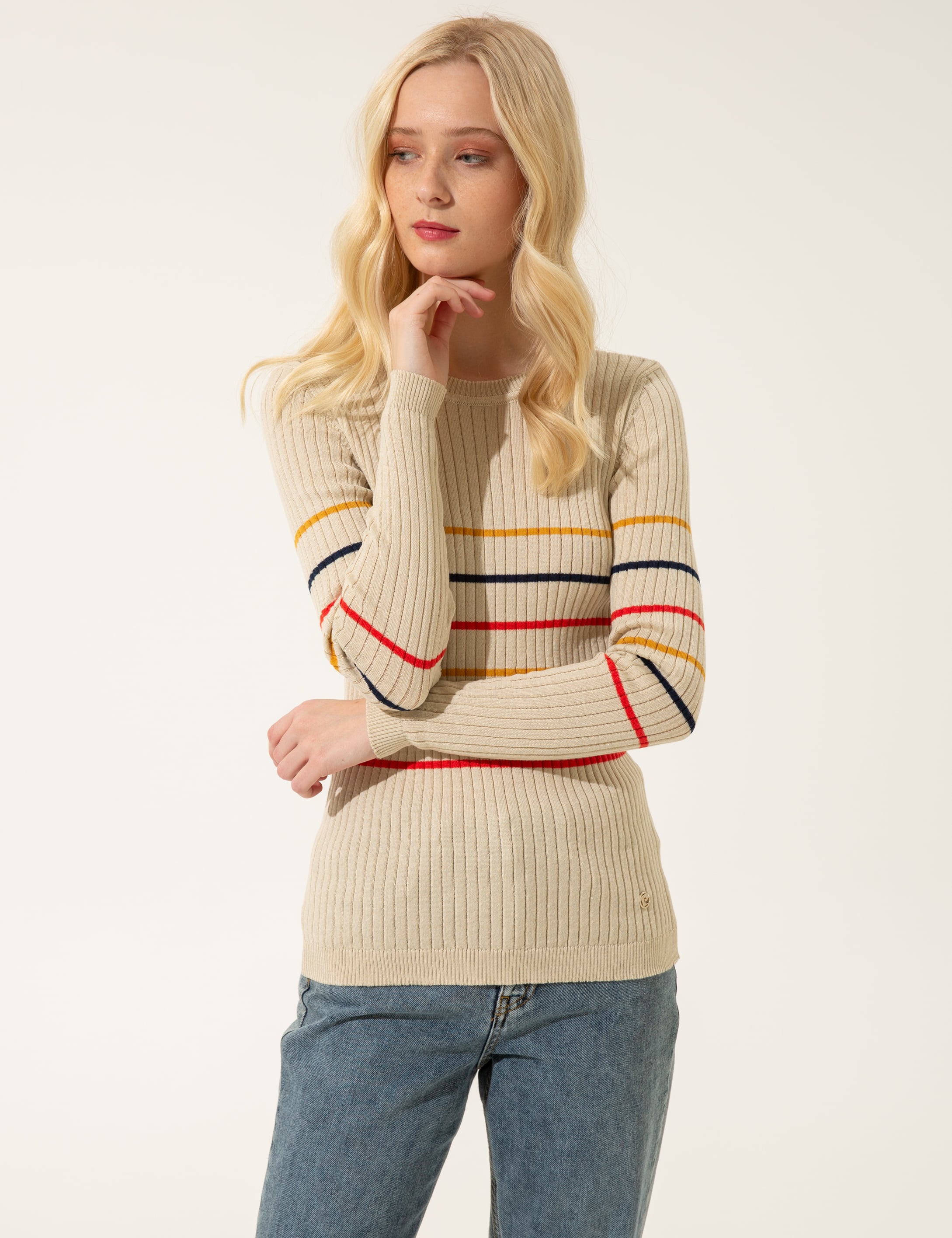 Krem Slim Fit Kazak
