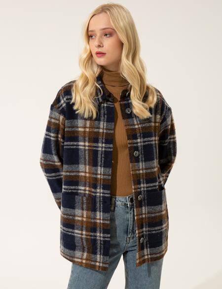 Lacivert Kaşe Kaban - 50244800001