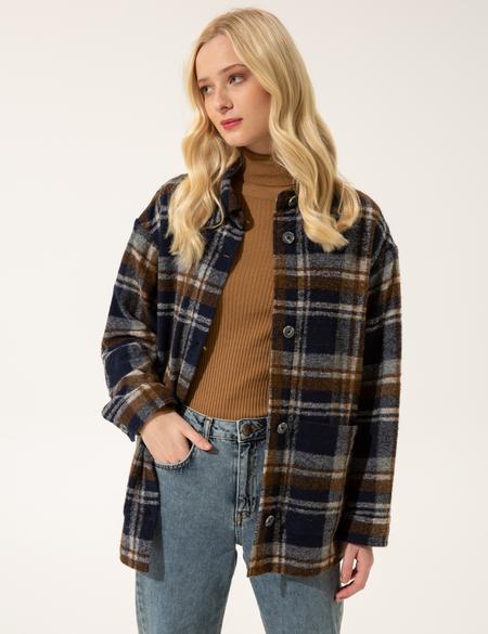 Lacivert Kaşe Kaban - 50244800001