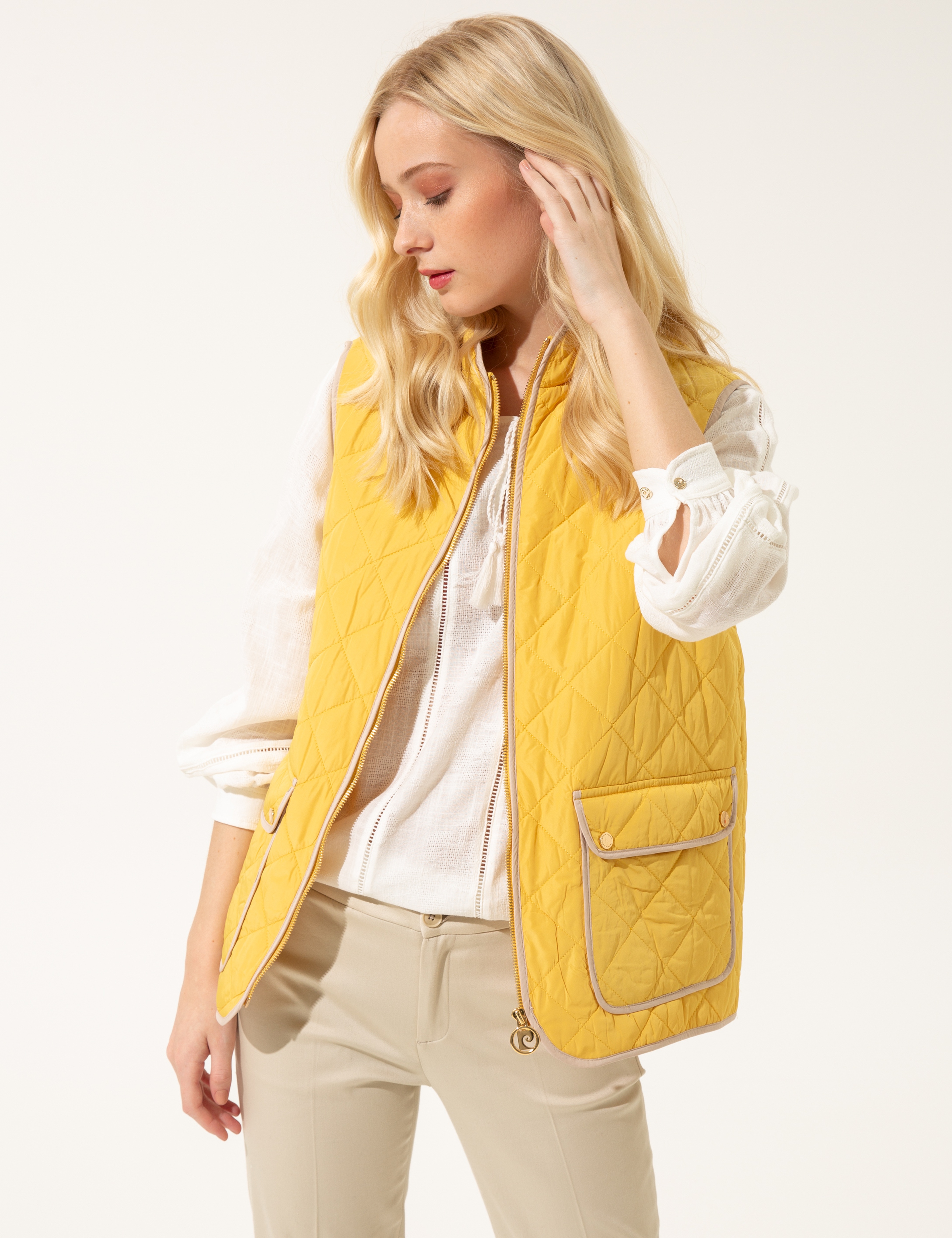 Neon Sarı Crop Top Yelek - Image 3