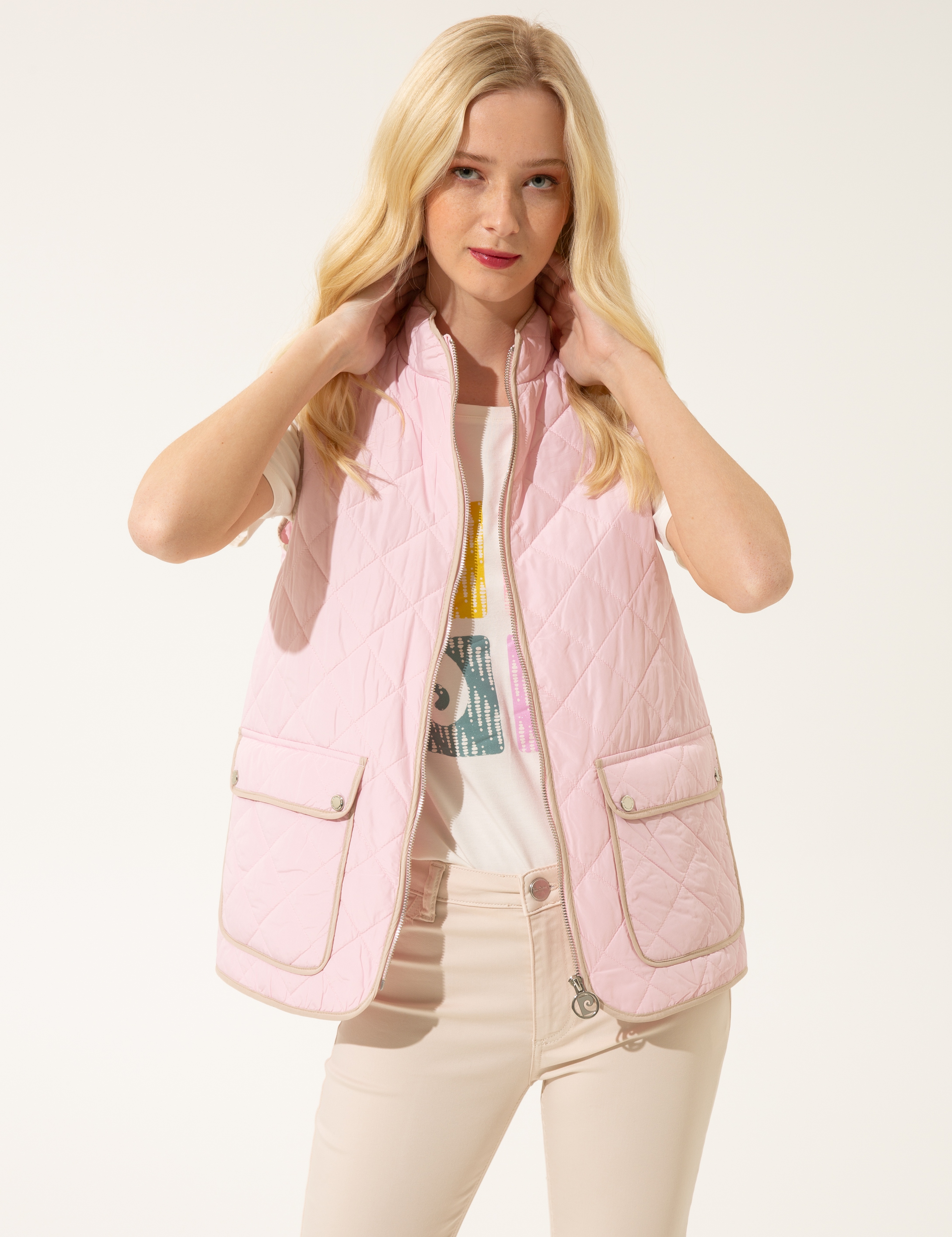 Pembe Crop Top Yelek - Image 1