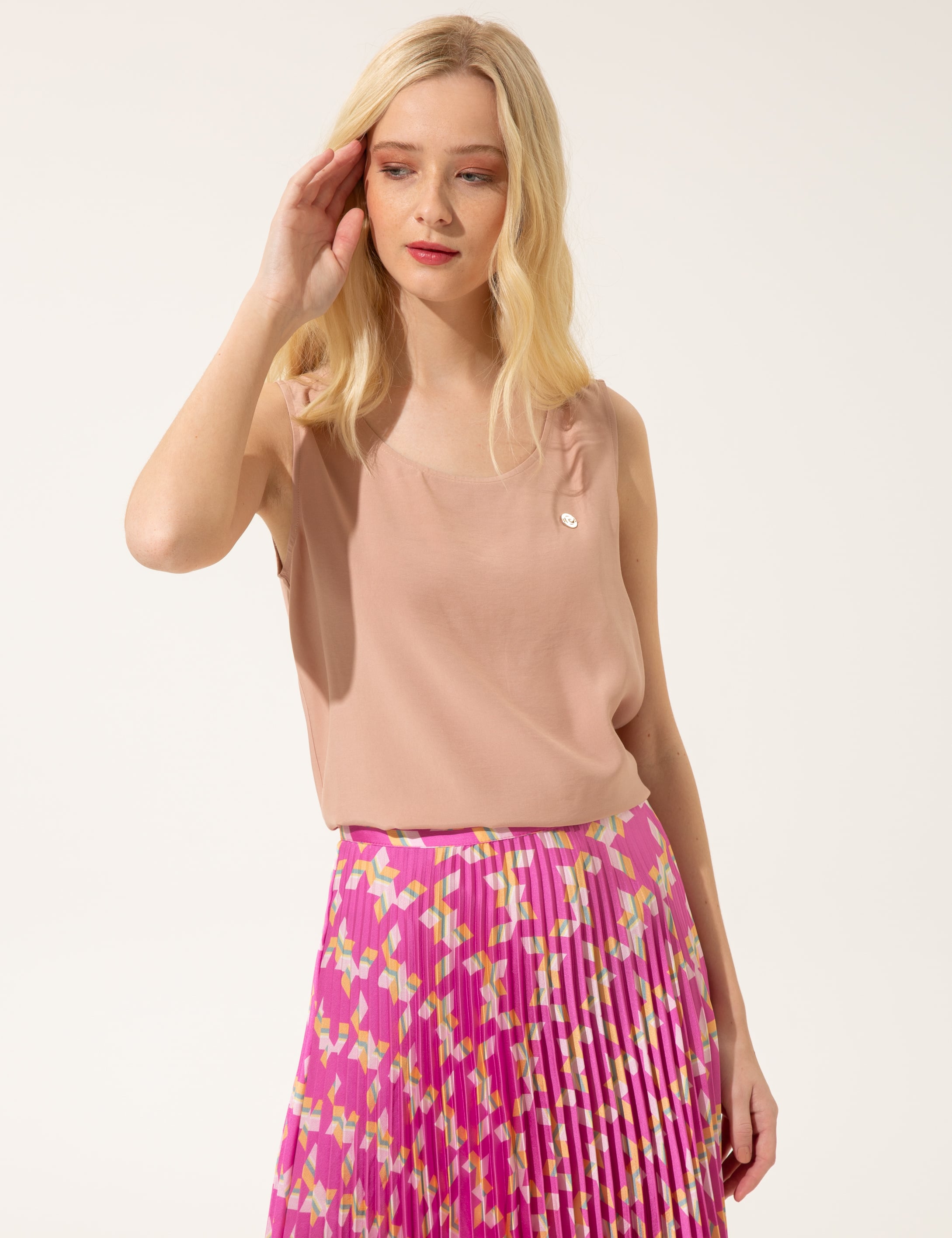 Pudra Regular Fit Kolsuz Bluz - Image 4