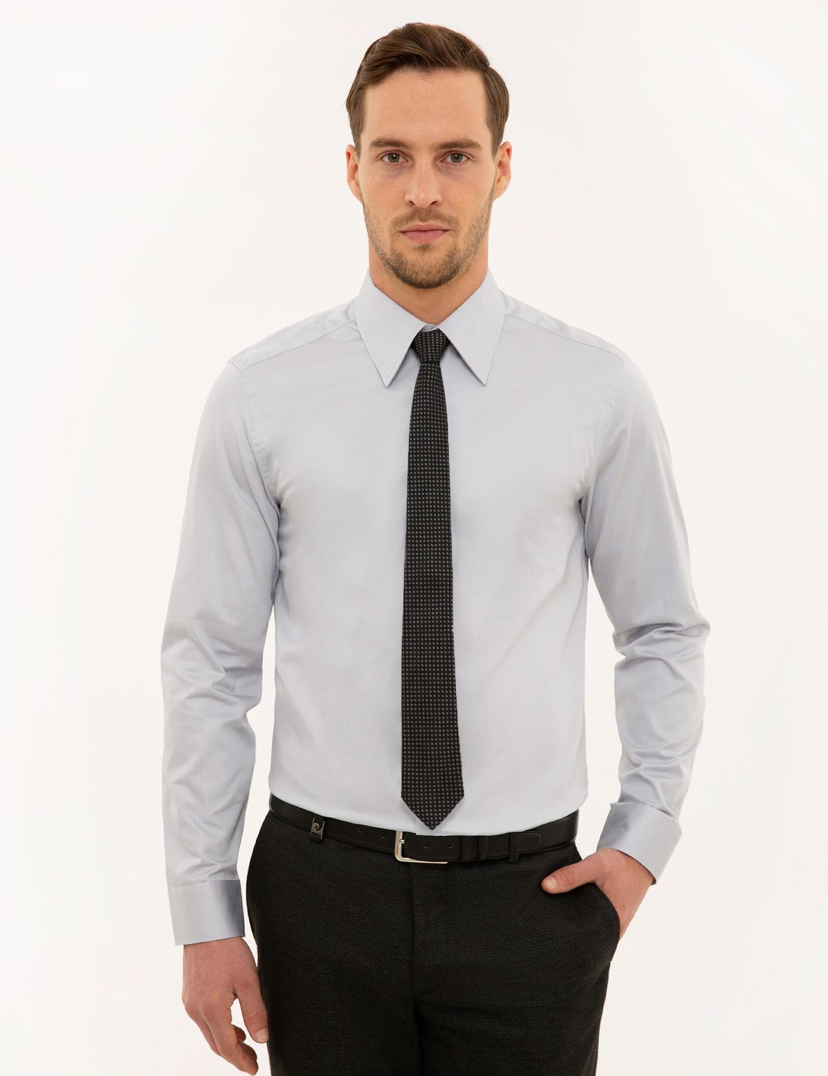 Gri Slim Fit Uzun Kollu Gömlek